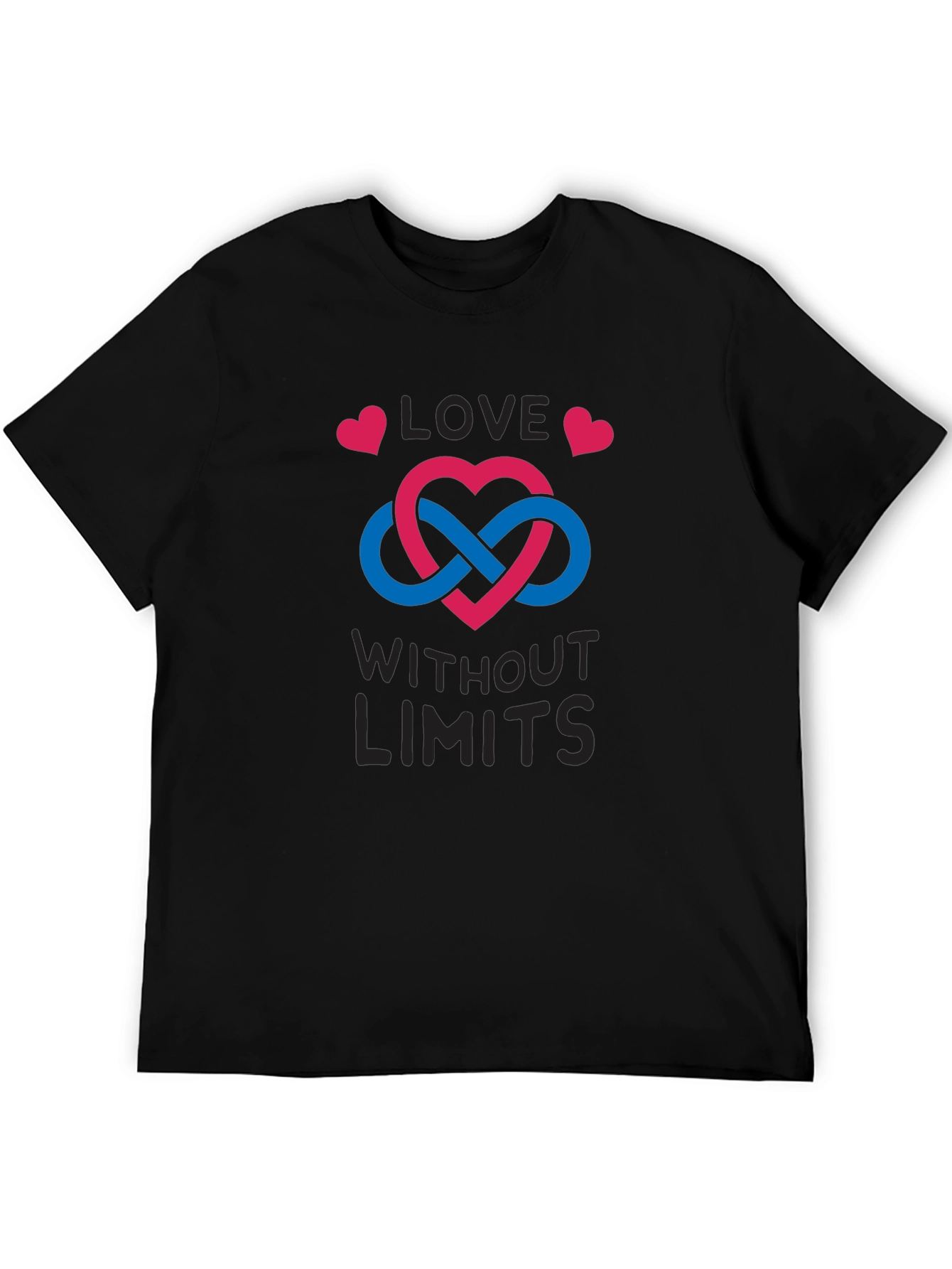 Black Love Without Limits T-Shirt - Infinity Heart Design view 5