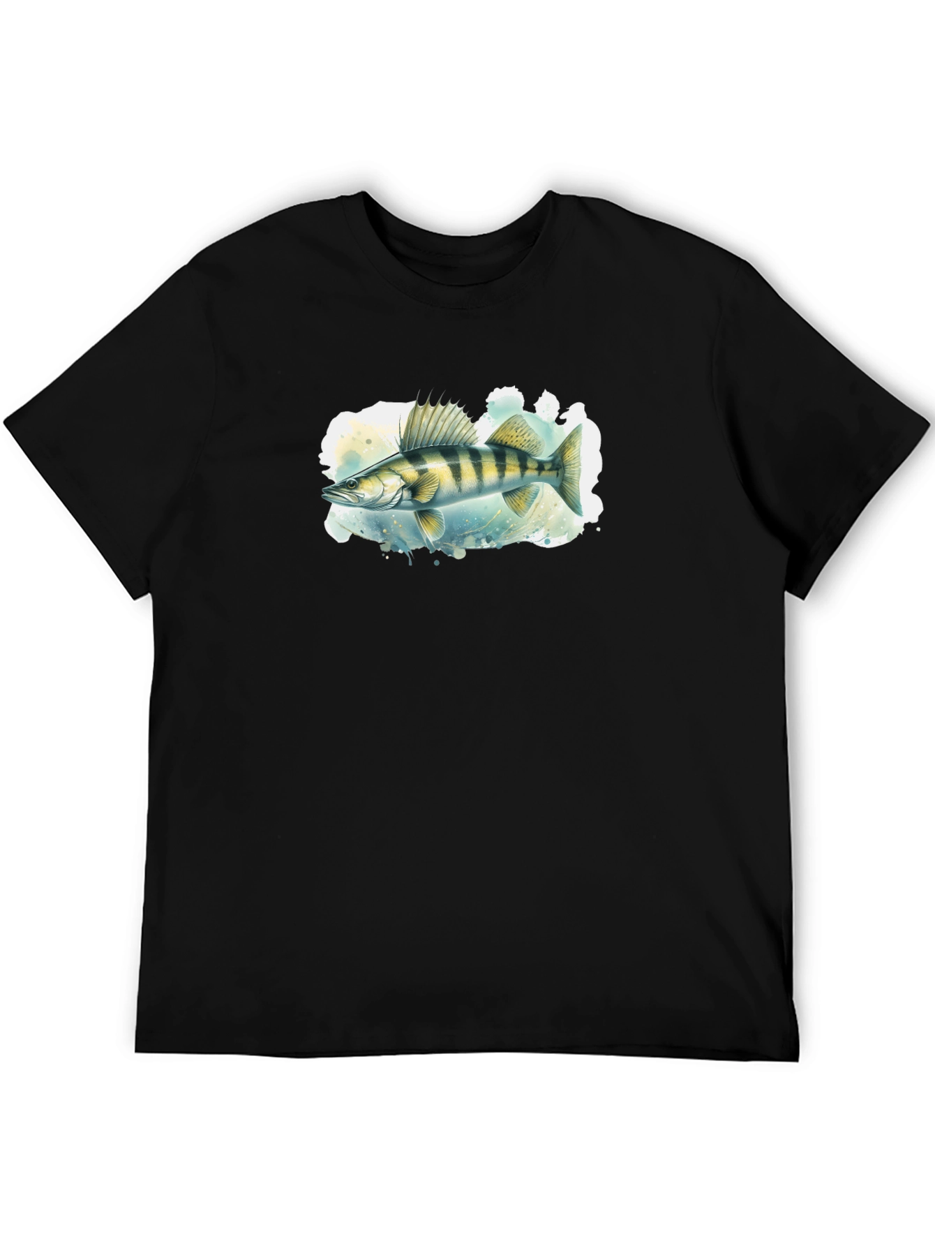 Black Walleye Fish Graphic Black T-Shirt view 5