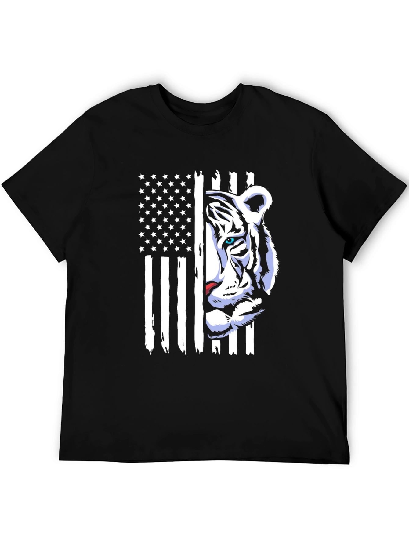 Black Patriotic Tiger Graphic Tee - American Pride view 5
