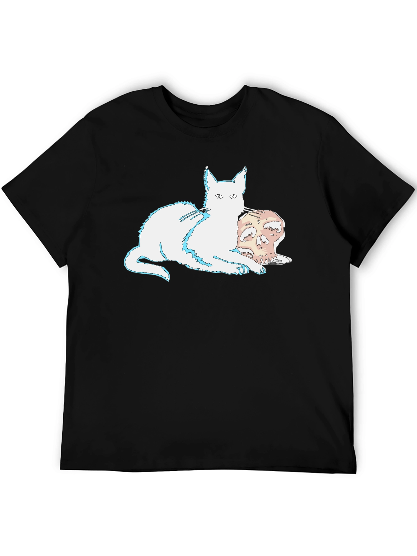 Black Cat and Skull Graphic T-Shirt view 5