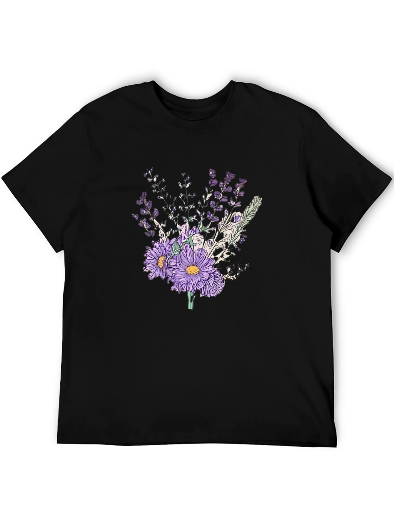 Black Floral Bouquet Graphic T-Shirt view 5