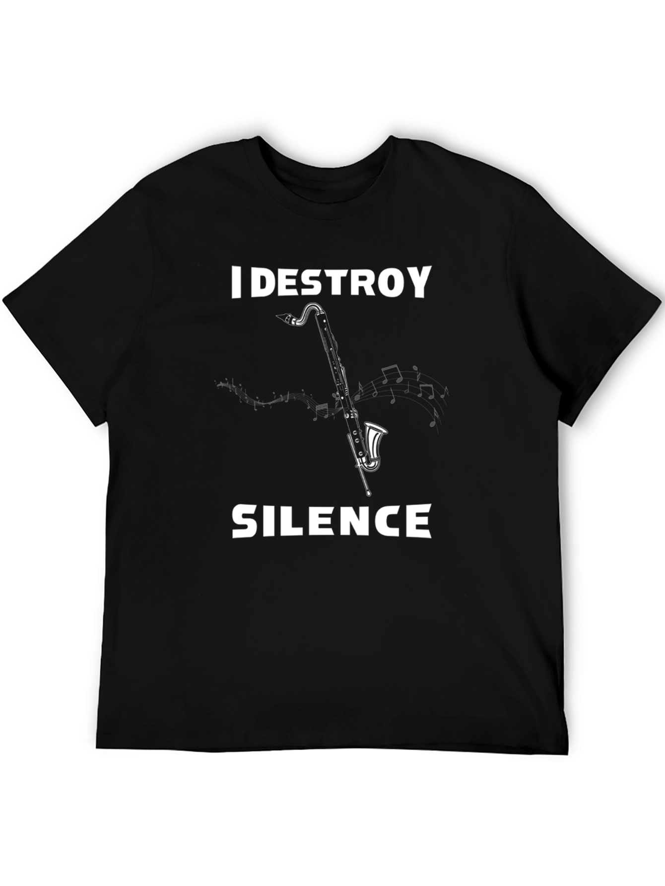Black I Destroy Silence Bass Clarinet T-Shirt view 5