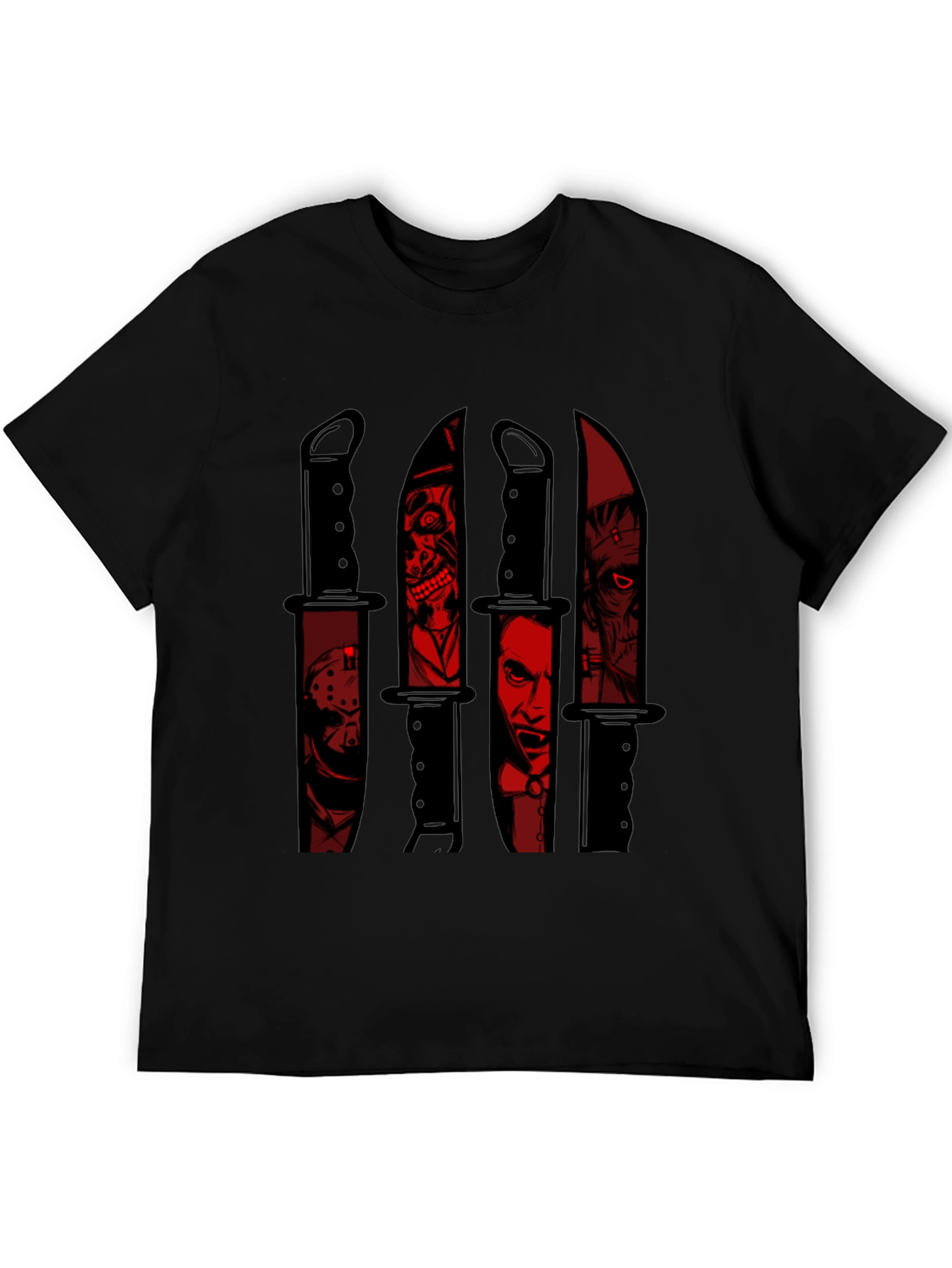 Black Horror Movie Character Knife Graphic Tee view 5