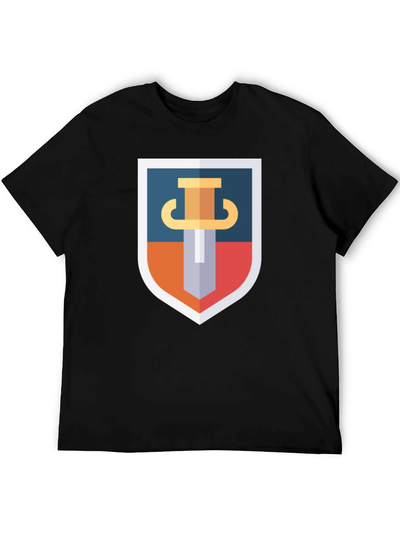 Black Sword Shield Graphic Tee - Black Cotton T-Shirt view 5