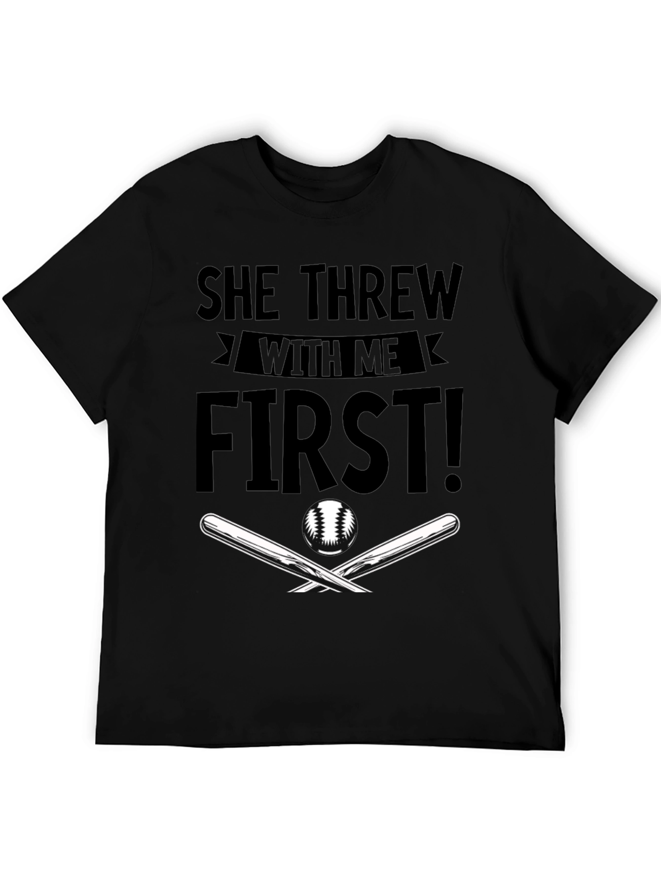 Black She Threw With Me First Baseball T-Shirt view 5