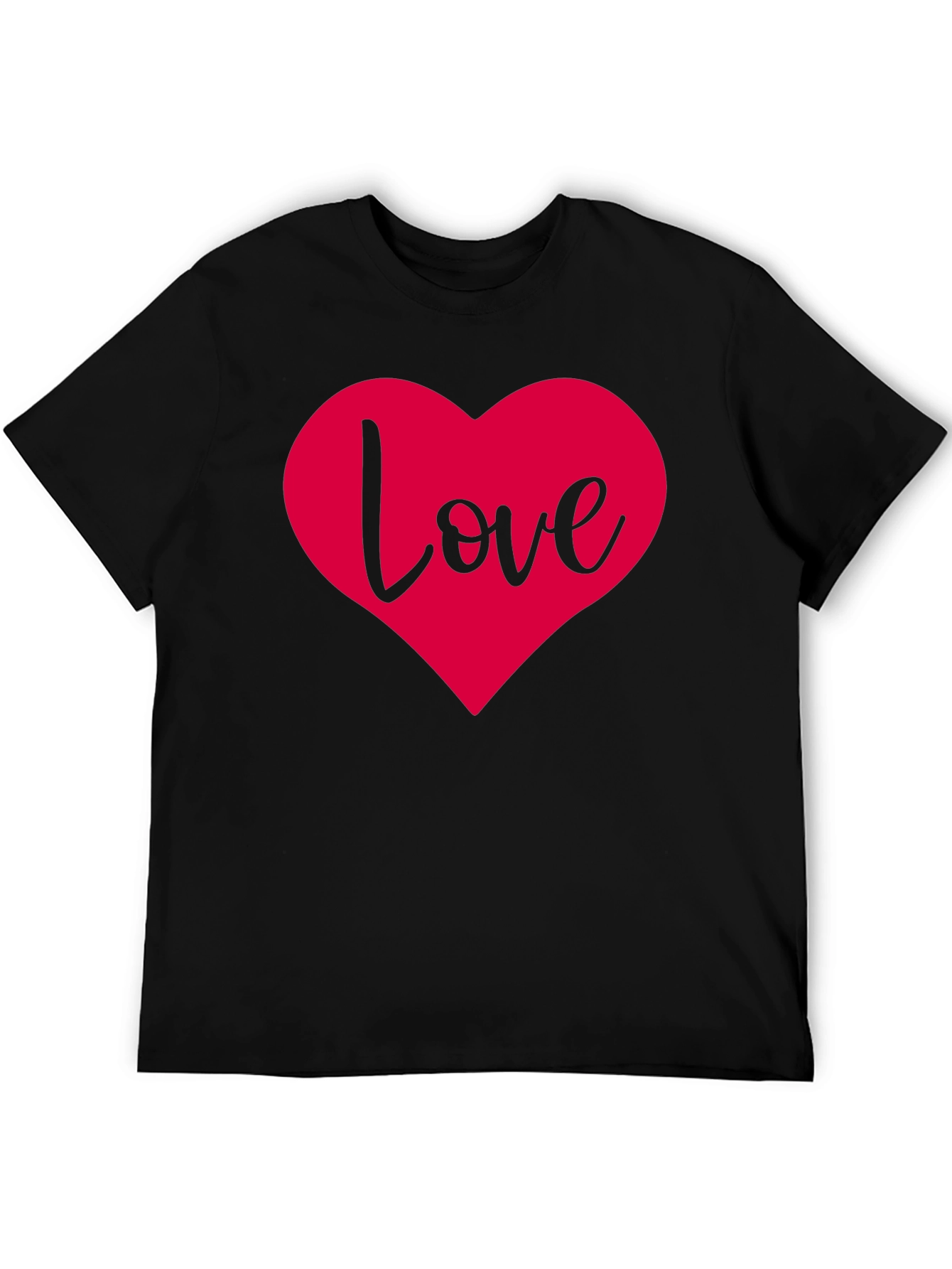 Black Love Heart Graphic Black T-Shirt view 5