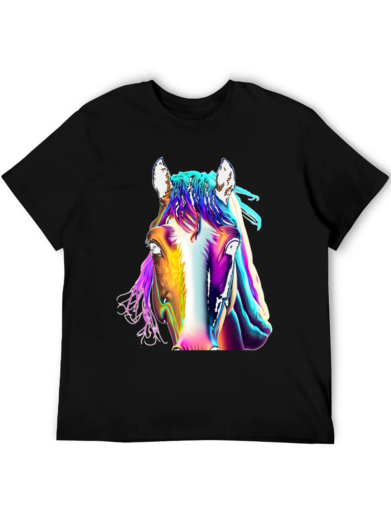 Black Colorful Horse Graphic Tee - Unisex T-Shirt view 5
