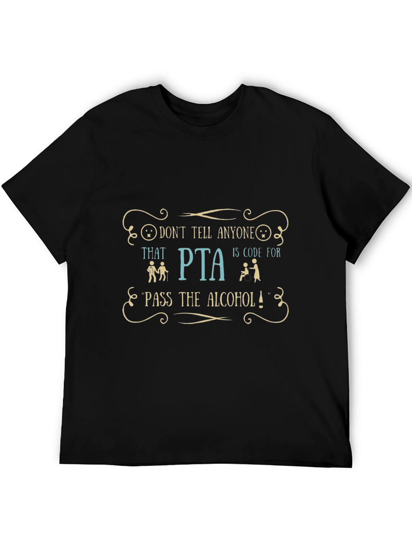 Black Funny PTA T-Shirt: Pass The Alcohol Graphic Tee view 5