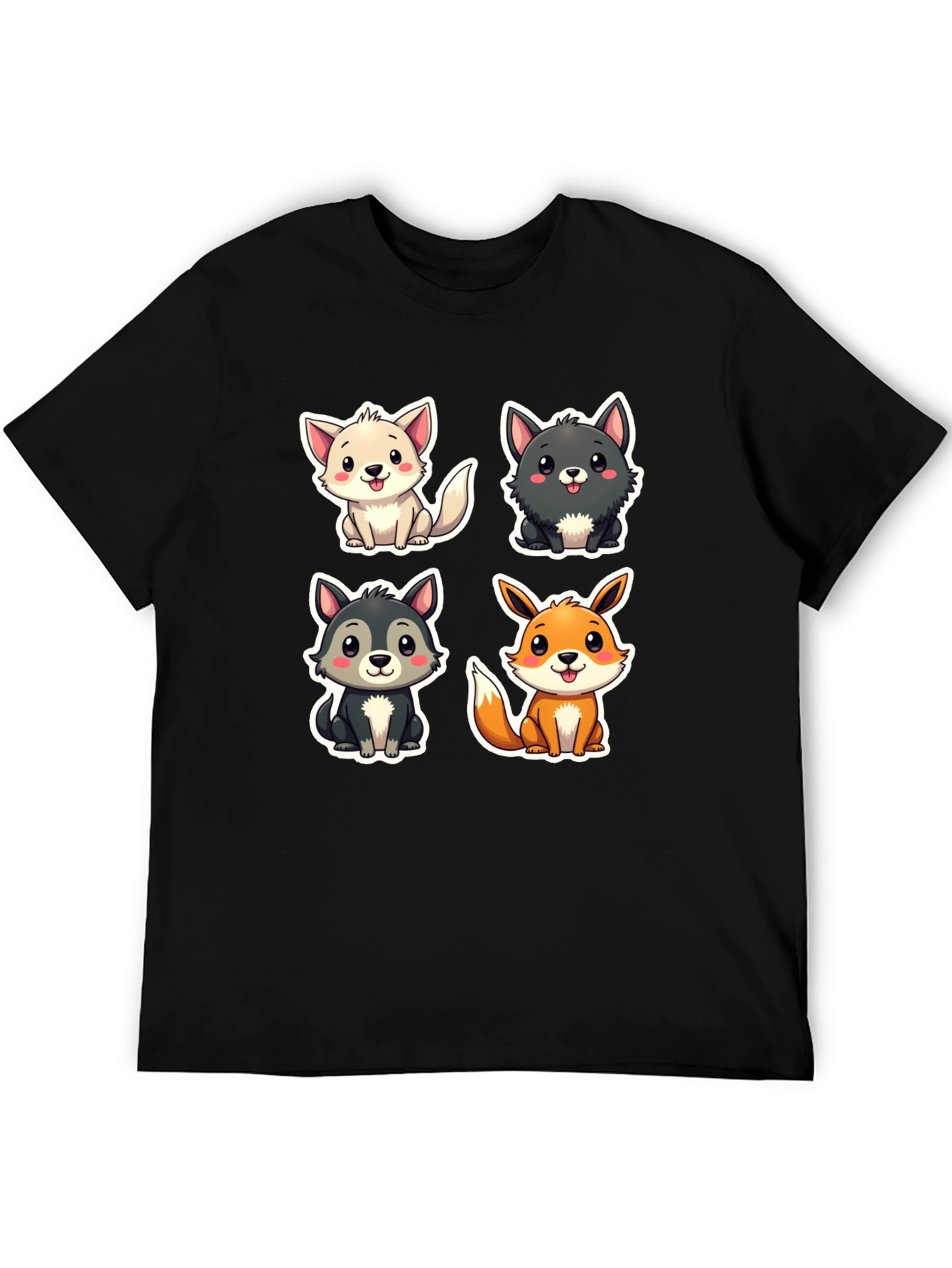 Black Cute Cartoon Animal T-Shirt view 5