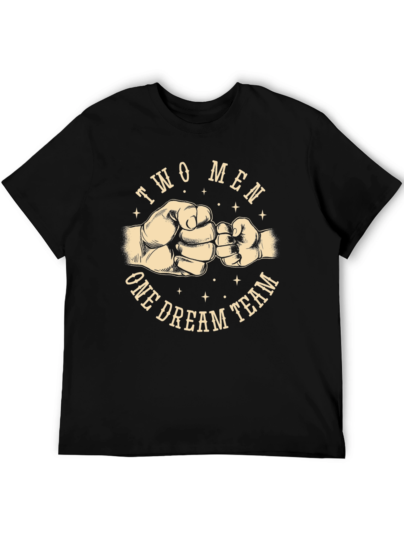 Black Two Men One Dream Team Graphic Tee - Black Cotton T-Shirt view 5