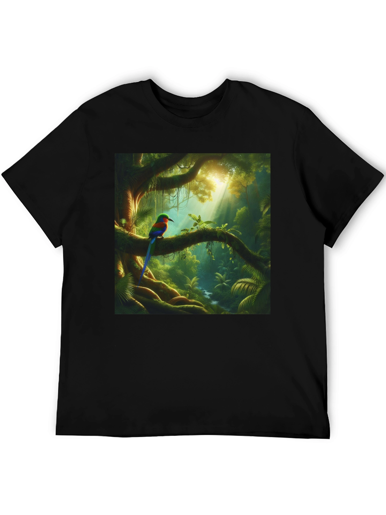 Black Jungle Bird T-Shirt - Vibrant Nature Tee view 5