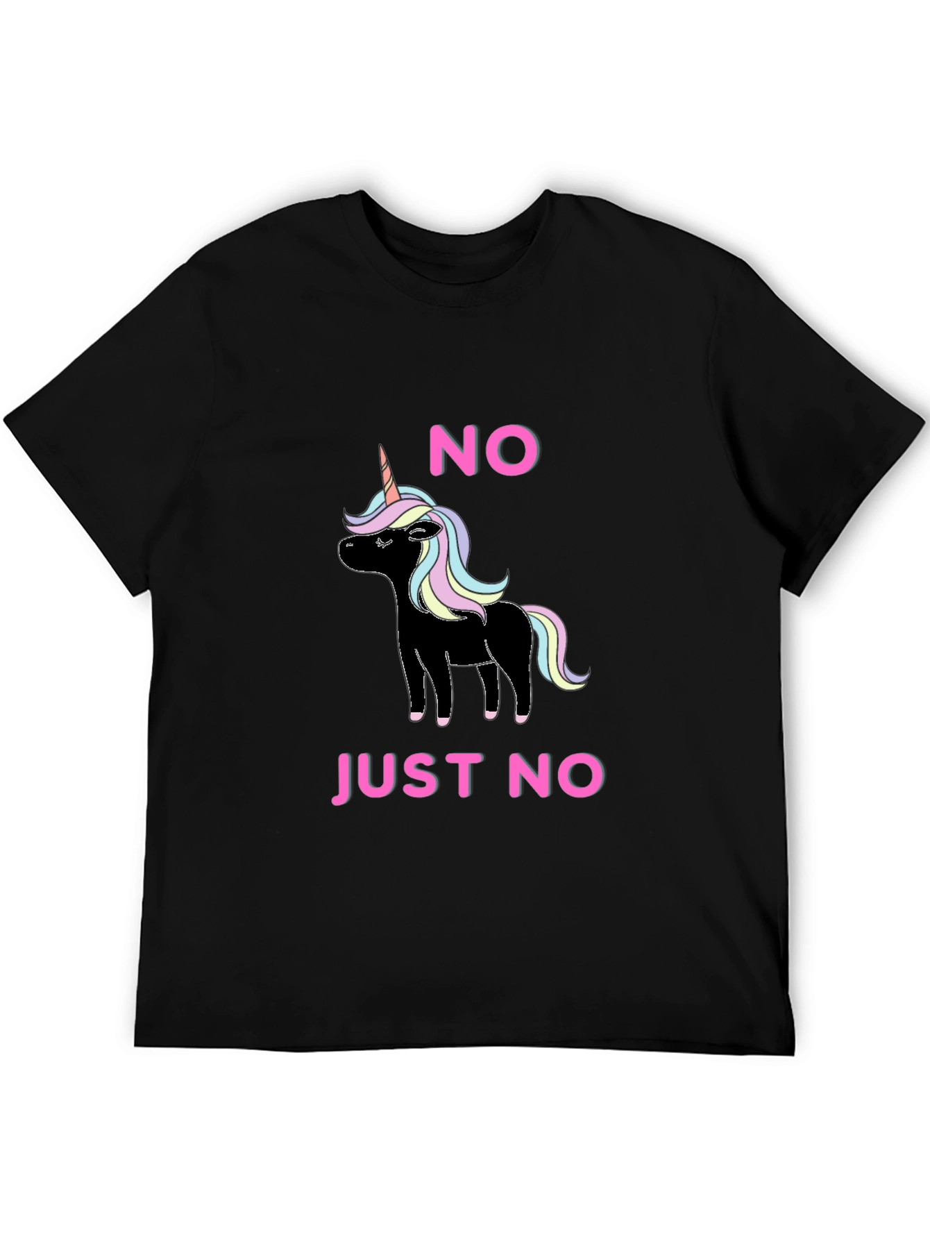 Black No Just No Unicorn T-Shirt Funny Graphic Tee view 5