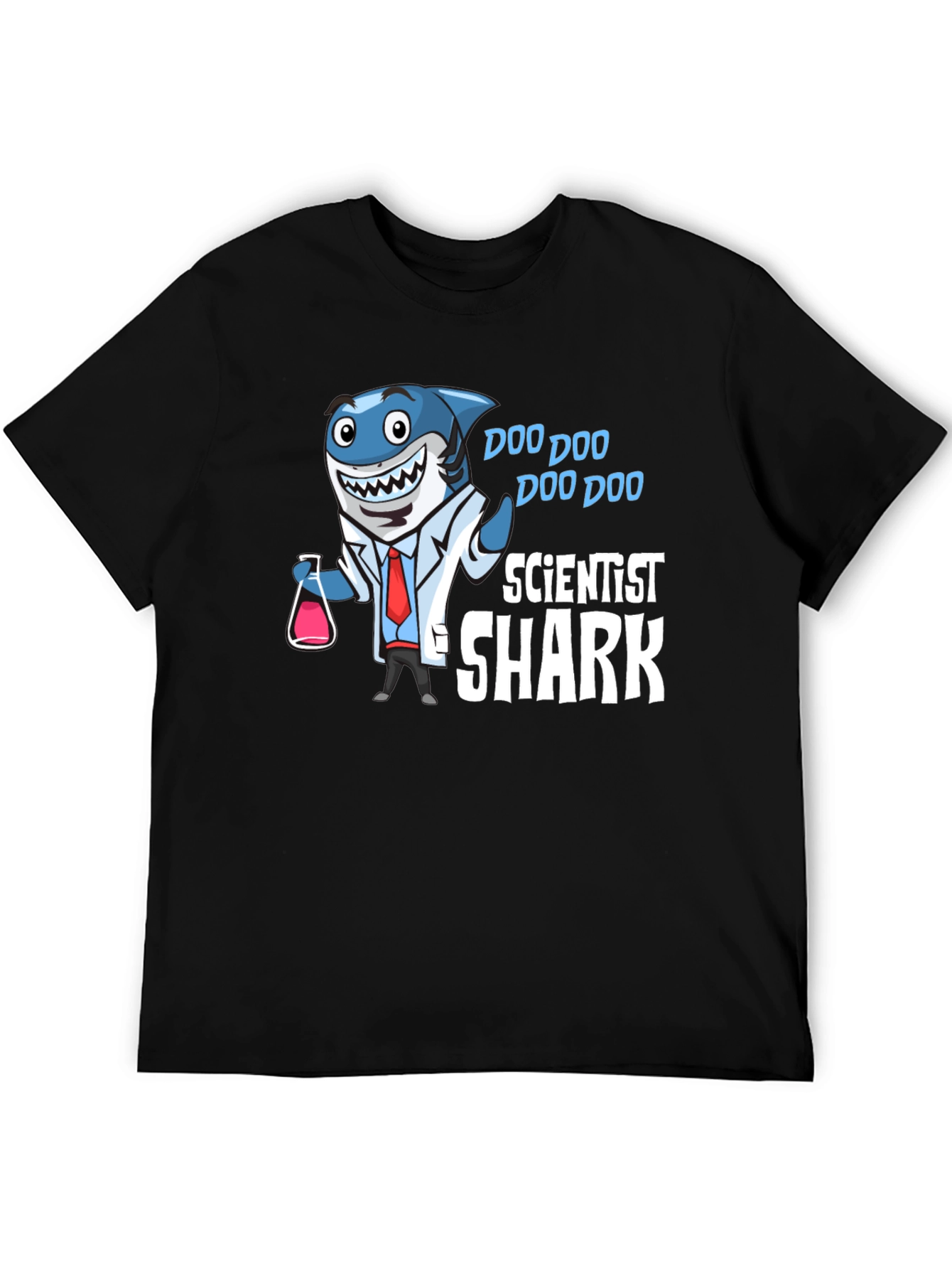 Black Scientist Shark T-Shirt Funny Graphic Tee view 5