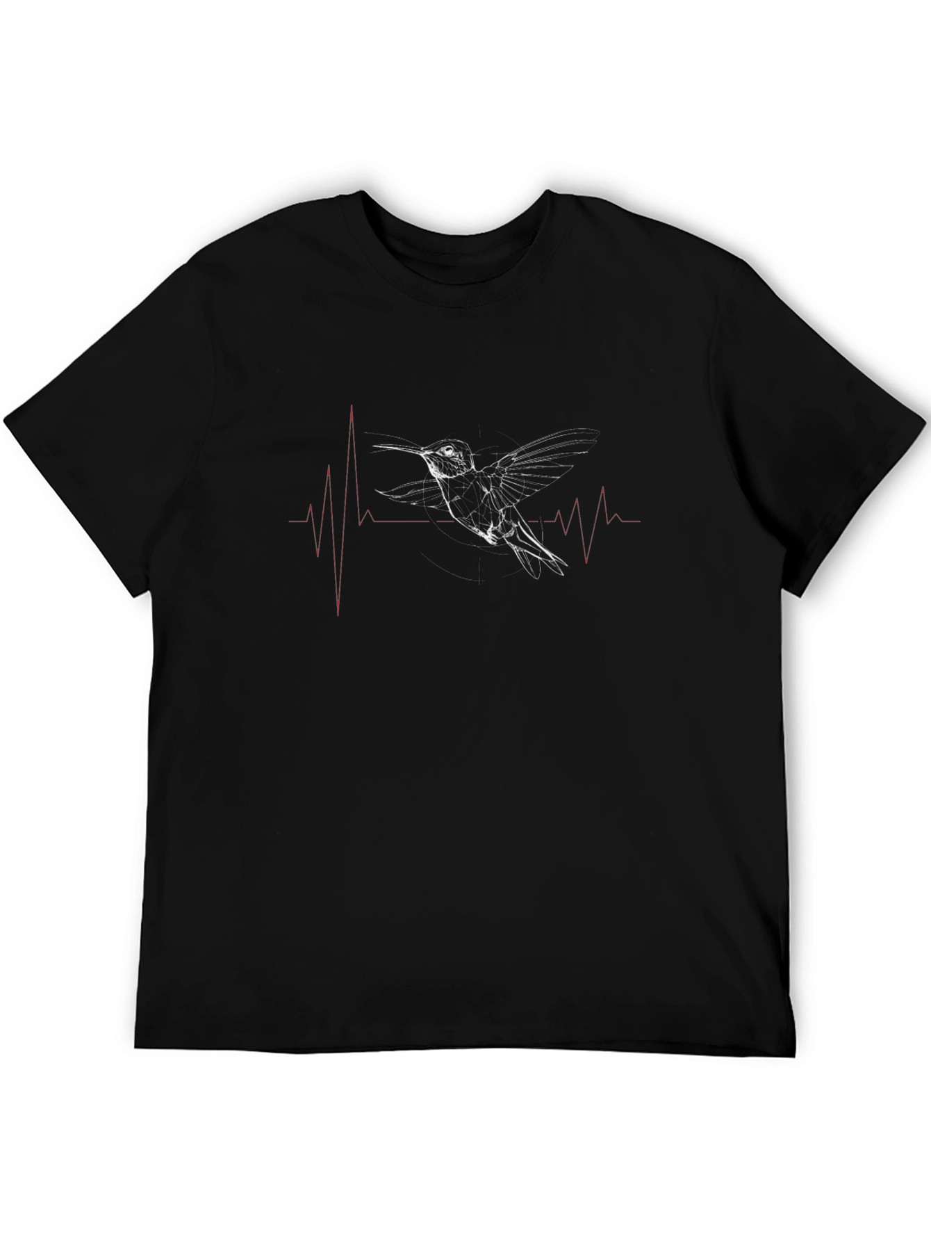 Black Hummingbird Heartbeat Graphic T-Shirt view 5