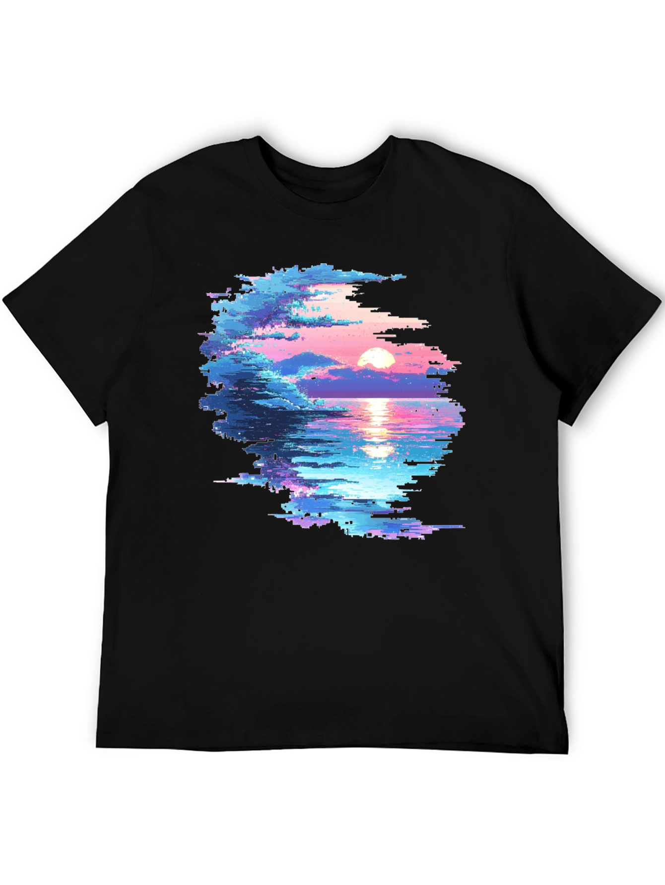 Black Pixel Sunset Graphic T-Shirt - Black view 5