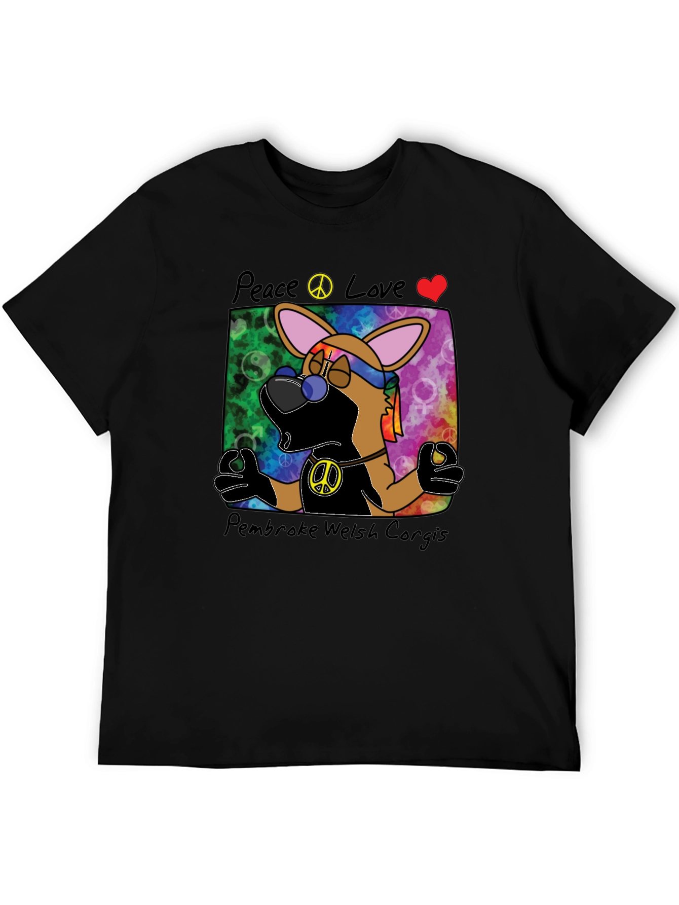 Black Peace Love Corgi T-Shirt view 5