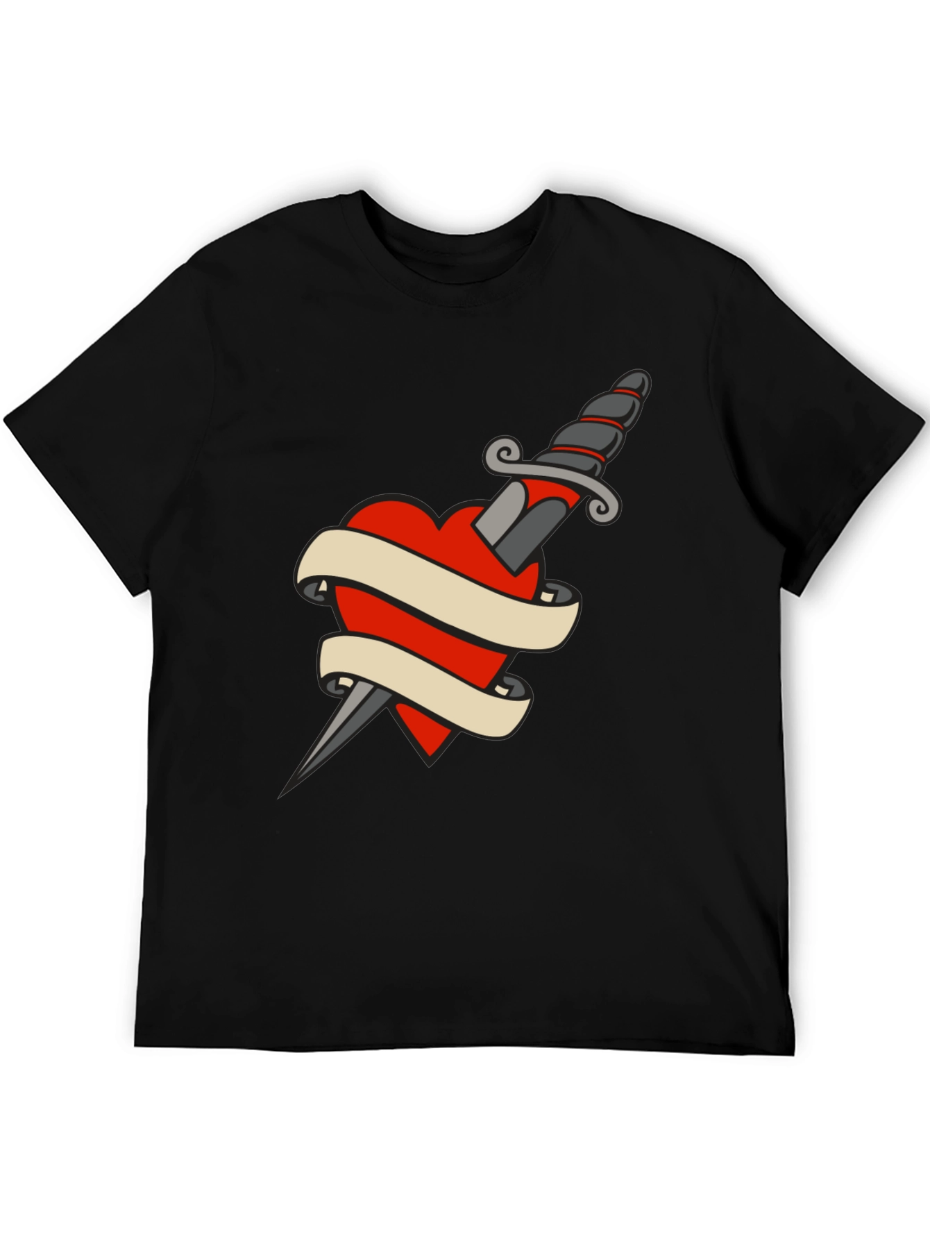 Black Dagger Heart Tattoo T-Shirt - Classic Black Tee view 5