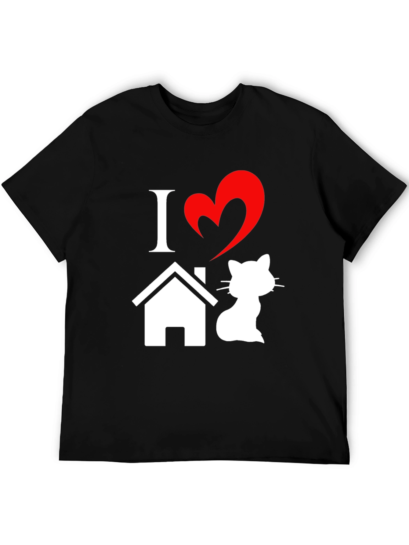 Black I Heart Home Cat T-Shirt - Novelty Pet Lover Tee view 5