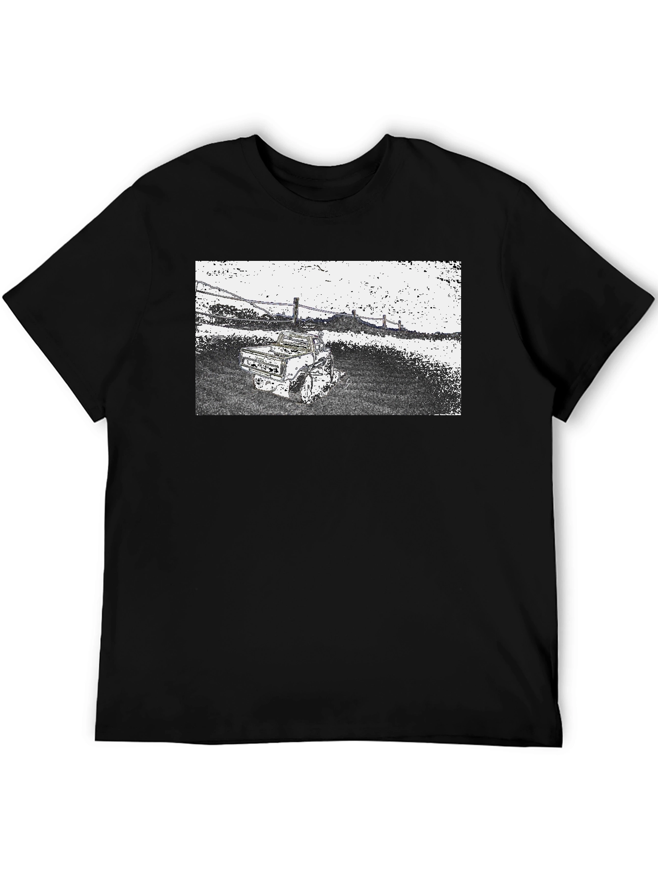 Black Cool Vintage Truck T-Shirt view 5
