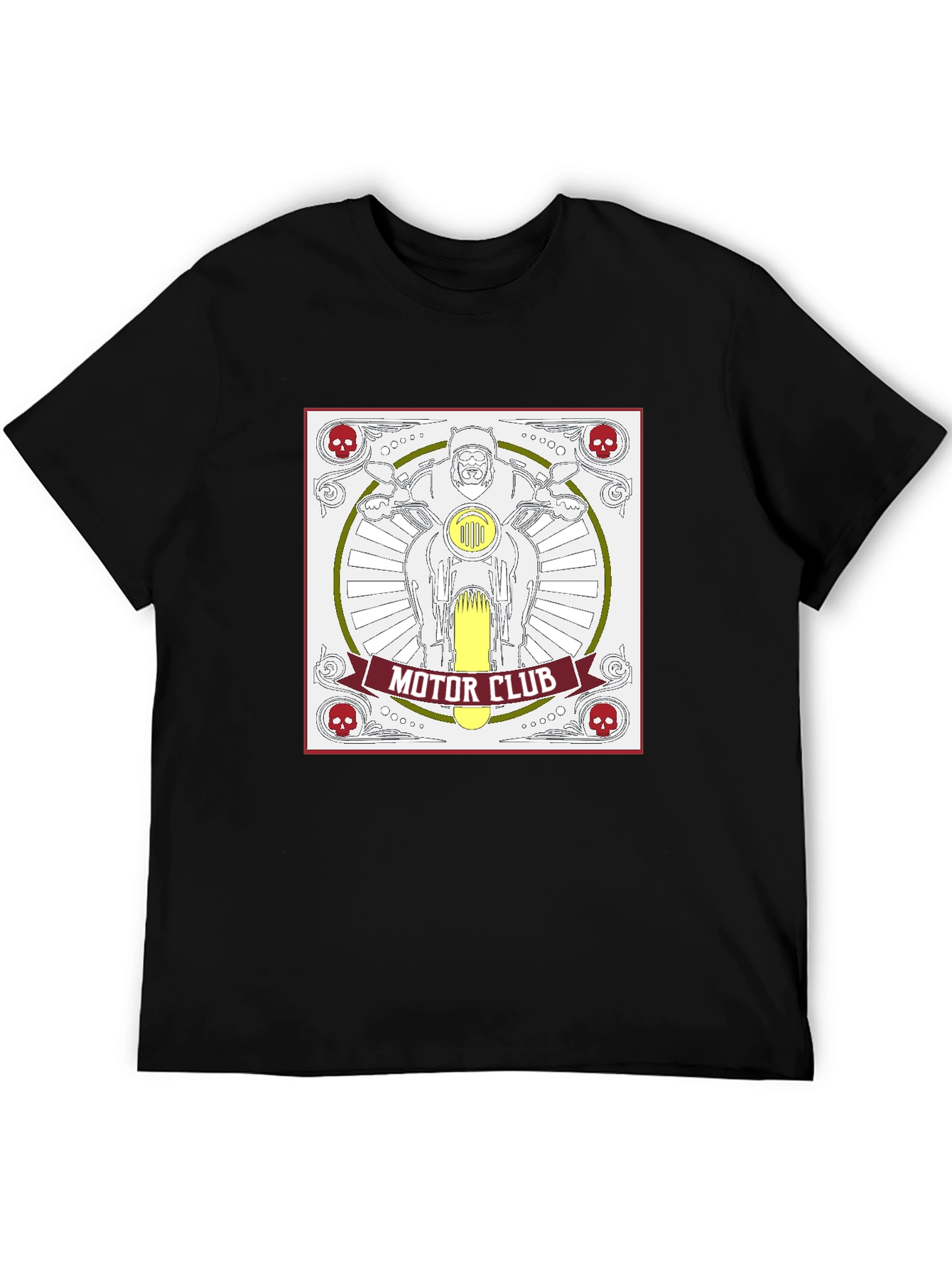 Black Motor Club Graphic Tee - Black Cotton Motorcycle T-Shirt view 5