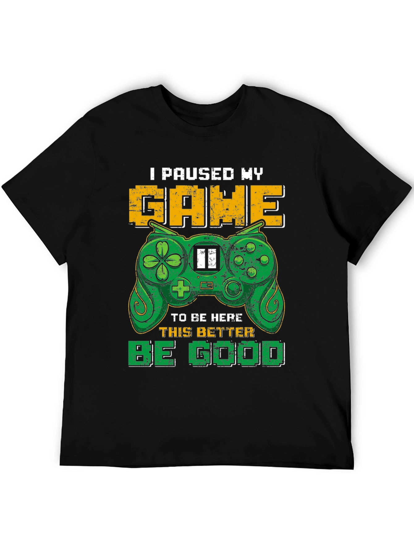 Black Gamer T-Shirt - "I Paused My Game" view 5
