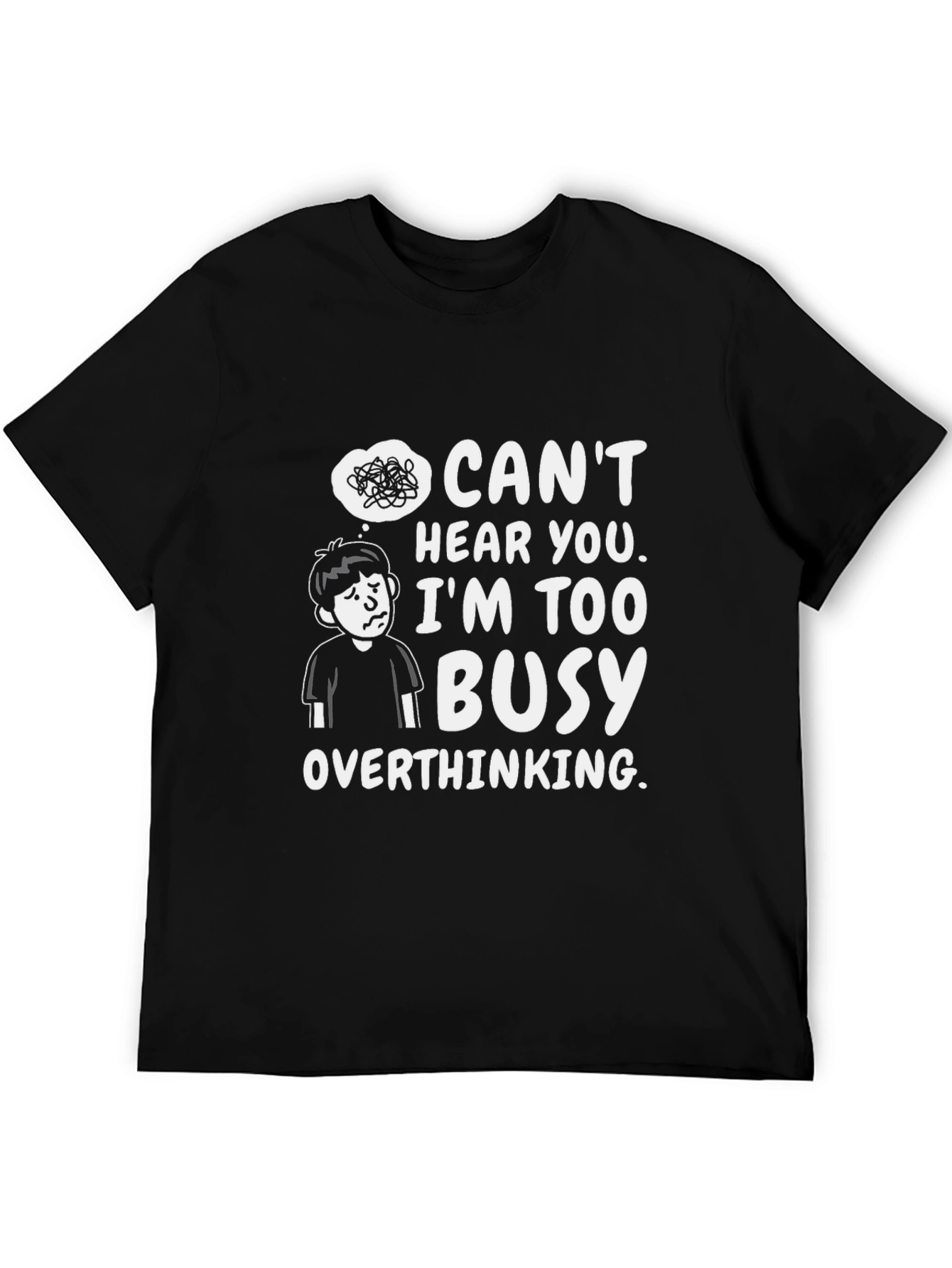 Black Overthinking Funny Graphic T-Shirt view 5