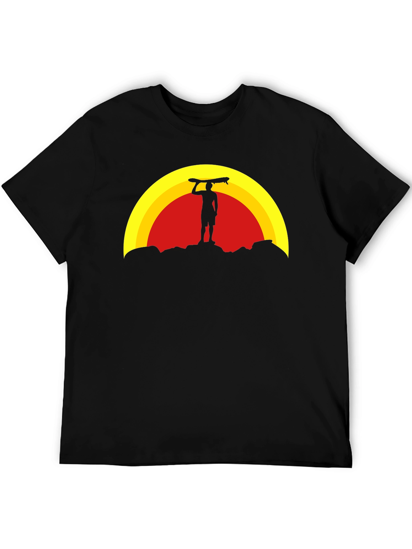 Black Sunset Surfer Graphic Tee - Black view 5