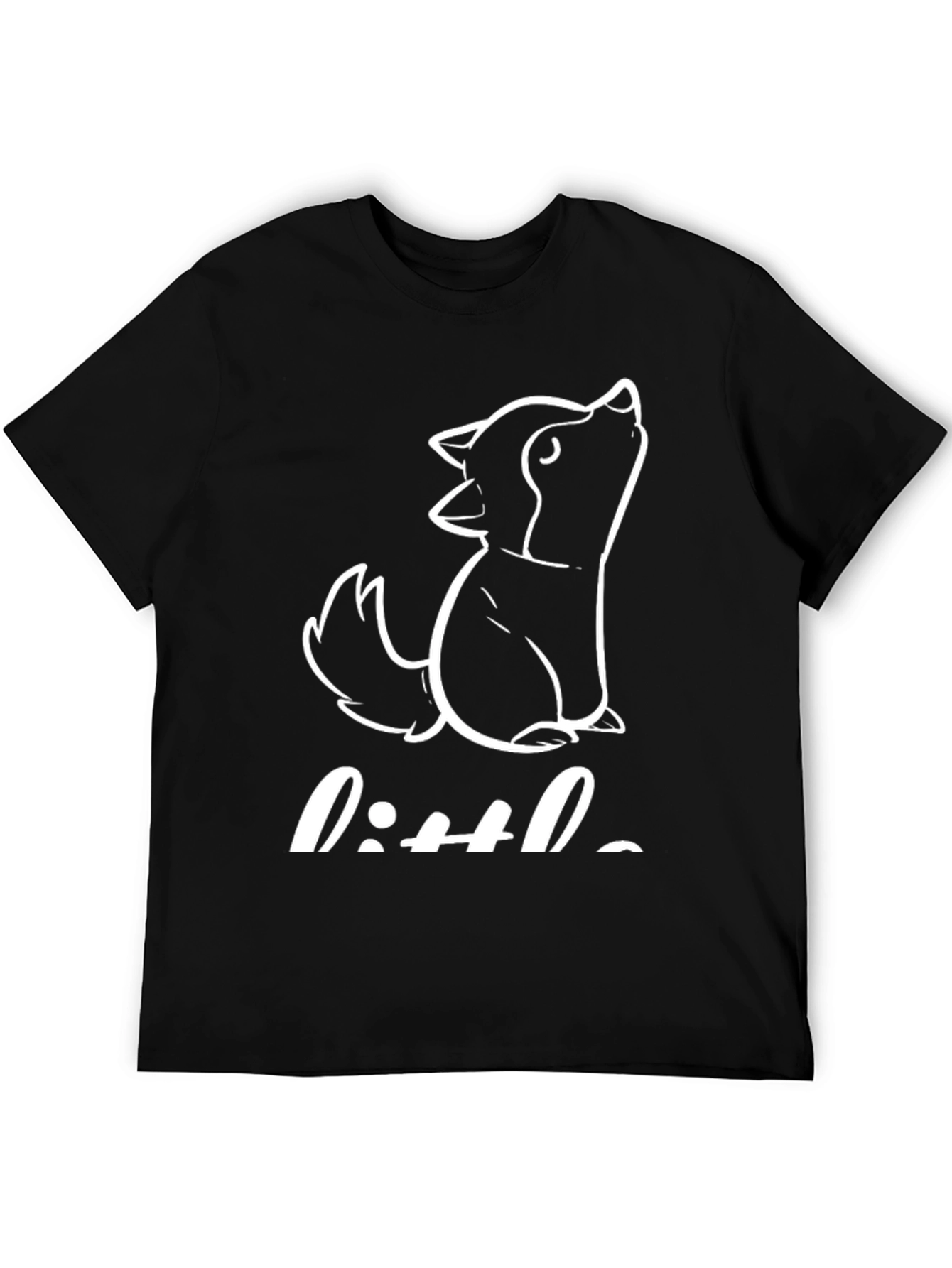 Black Cute 'Little' Wolf Graphic T-Shirt - Black view 5