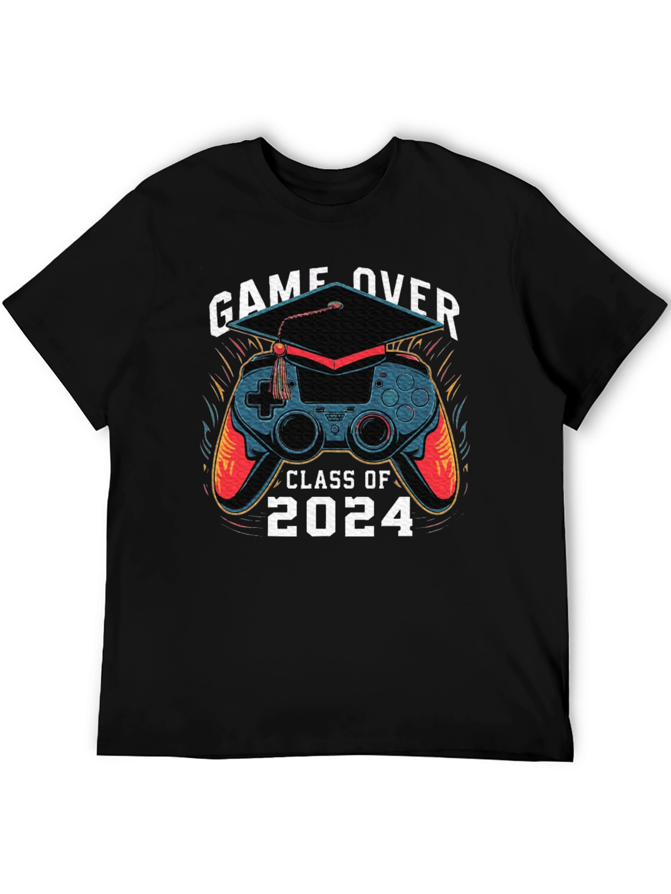 Black Game Over Class of 2024 Graduation T-Shirt view 5