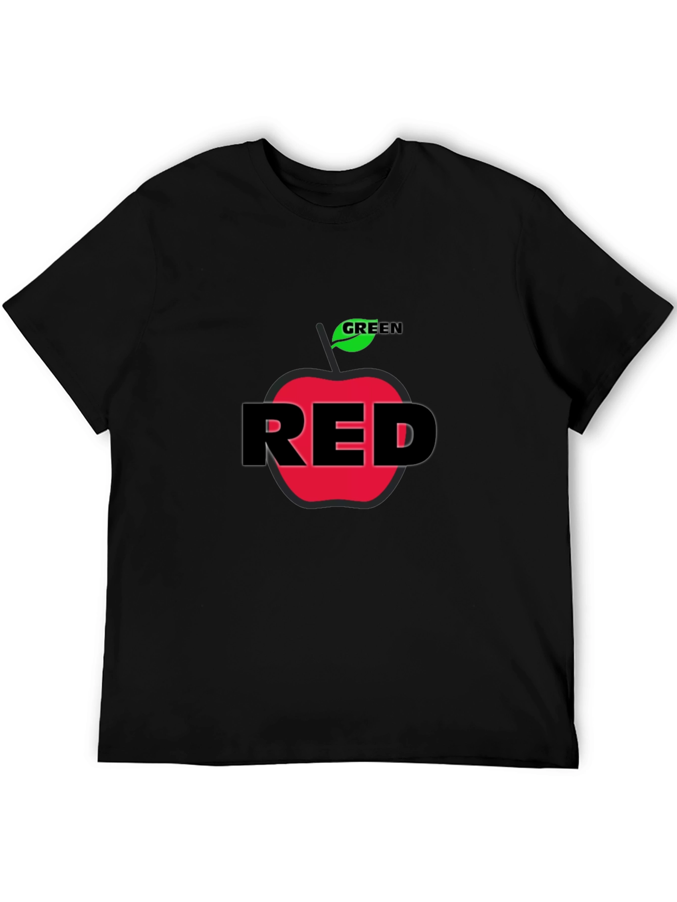 Black Red Apple Graphic Print Black T-Shirt view 5