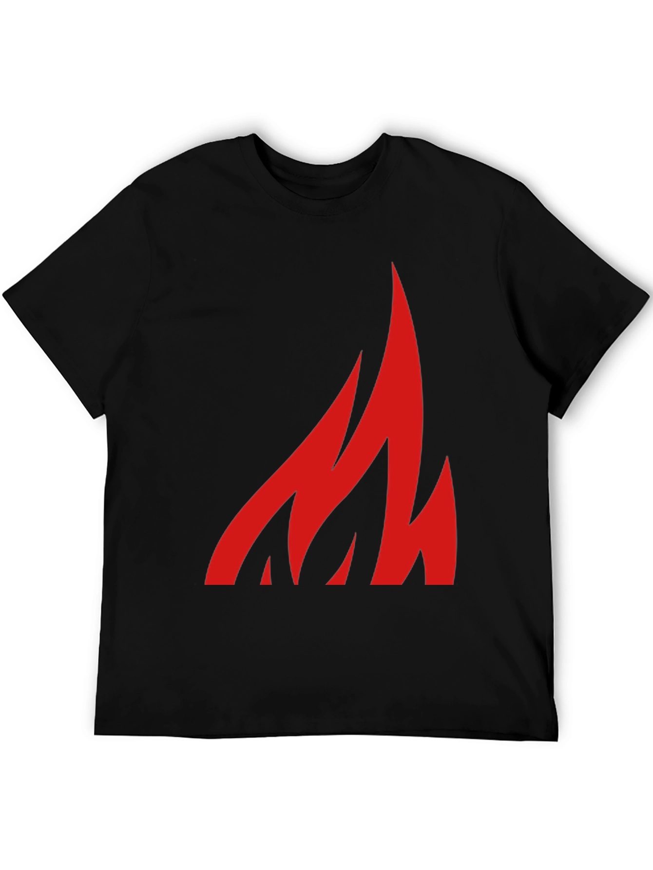 Black Bold Flame Graphic Tee - Black Cotton Casual Shirt view 5