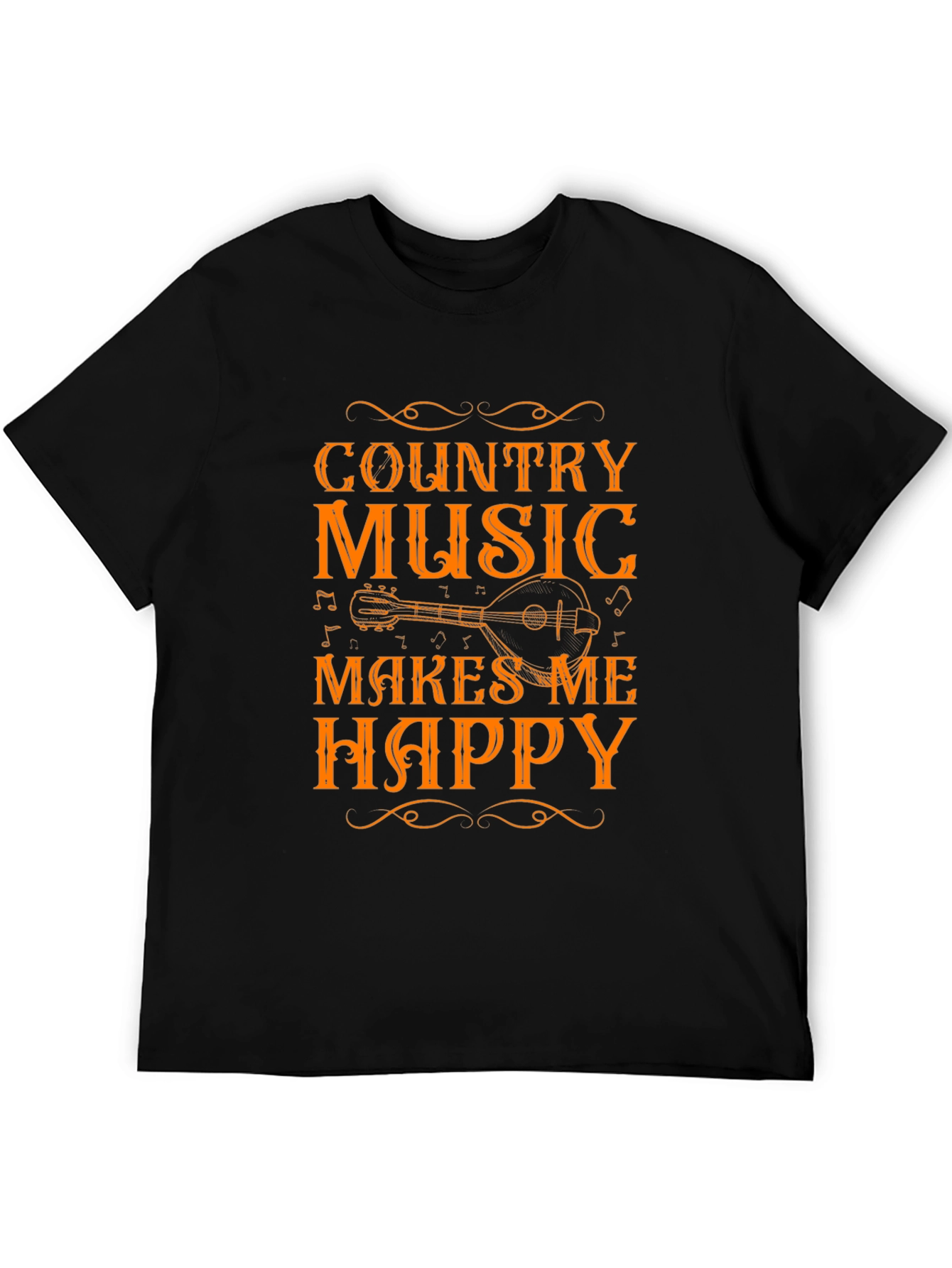 Black Country Music Makes Me Happy Black T-Shirt view 5