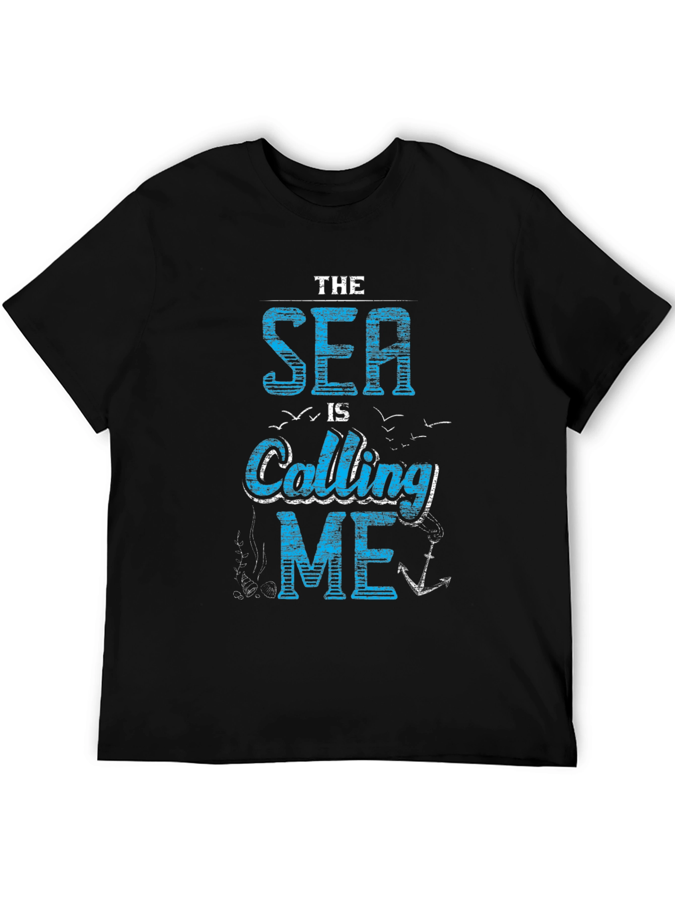 Black The Sea Is Calling Me - Men's Graphic T-Shirt view 5
