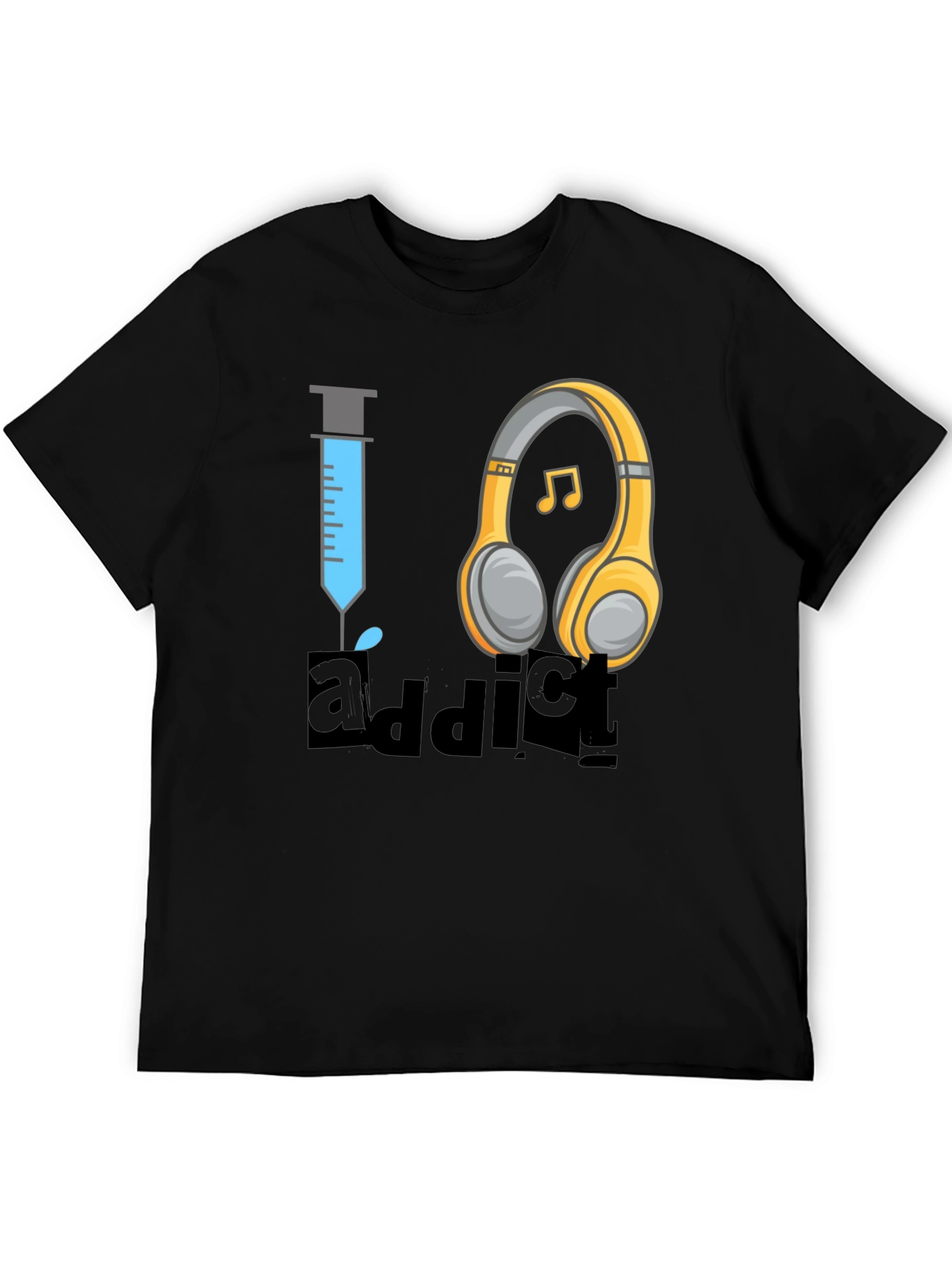 Black Music Addict T-Shirt - Novelty Graphic Tee view 5