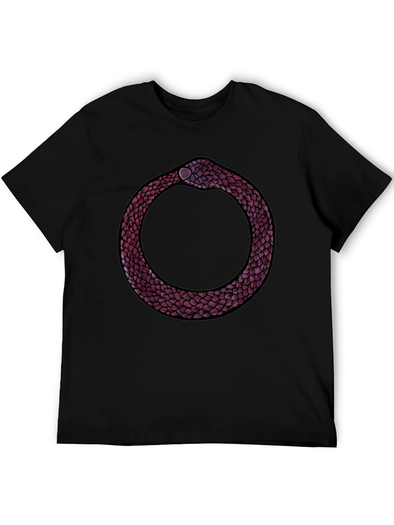 Black Ouroboros Snake Graphic Tee - Symbolic Design view 5