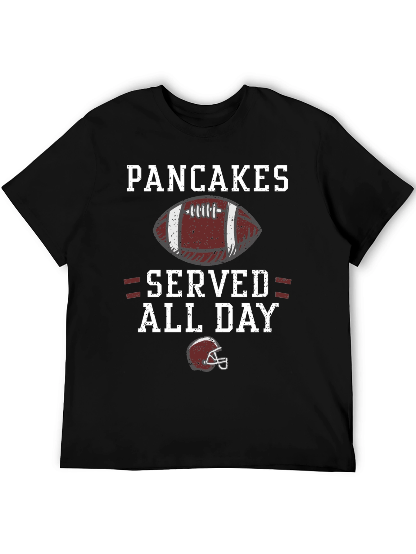 Black Pancakes Served All Day Funny Football T-Shirt view 5
