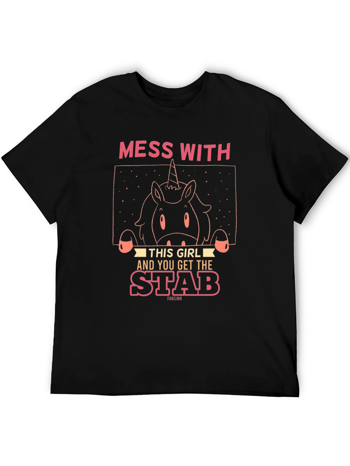 Black Mess With This Girl Unicorn Graphic T-Shirt view 5