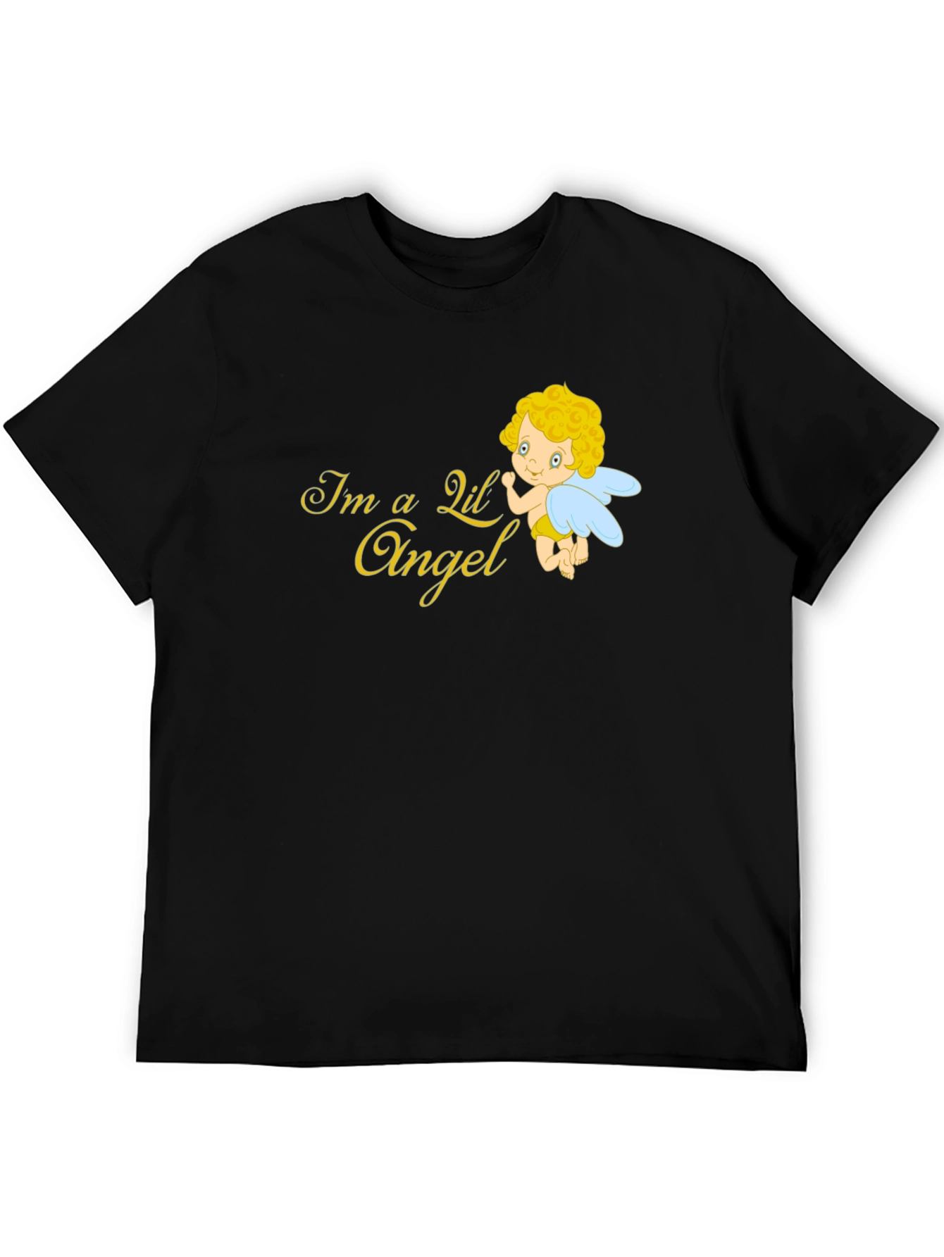Black Cute Angel Graphic T-Shirt - Black view 5