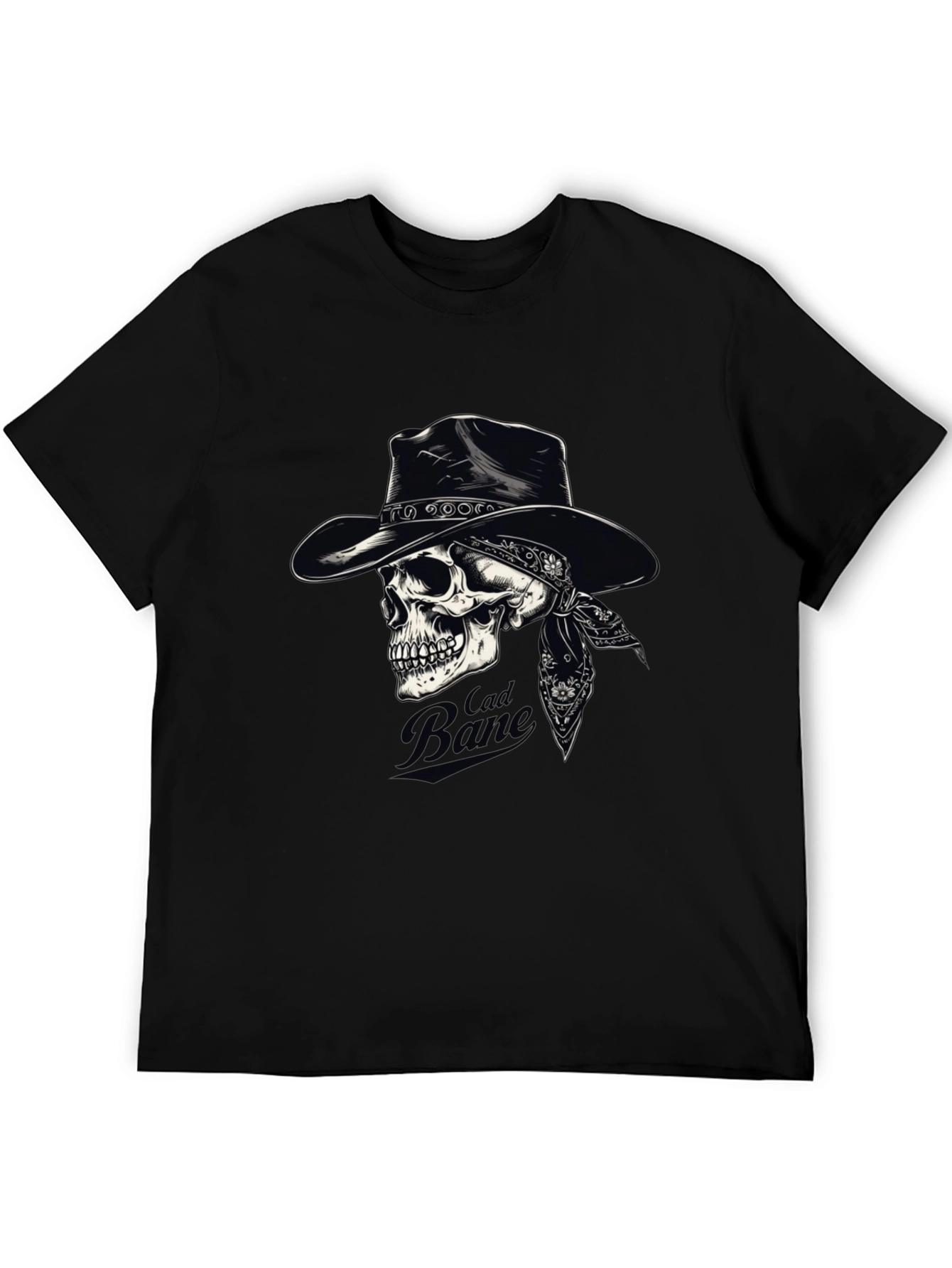 Black Cad Bane Skull Cowboy Black T-Shirt view 5