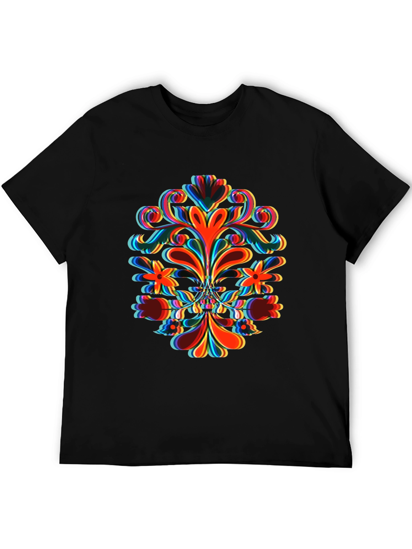 Black Psychedelic Floral Graphic Print Tee view 5