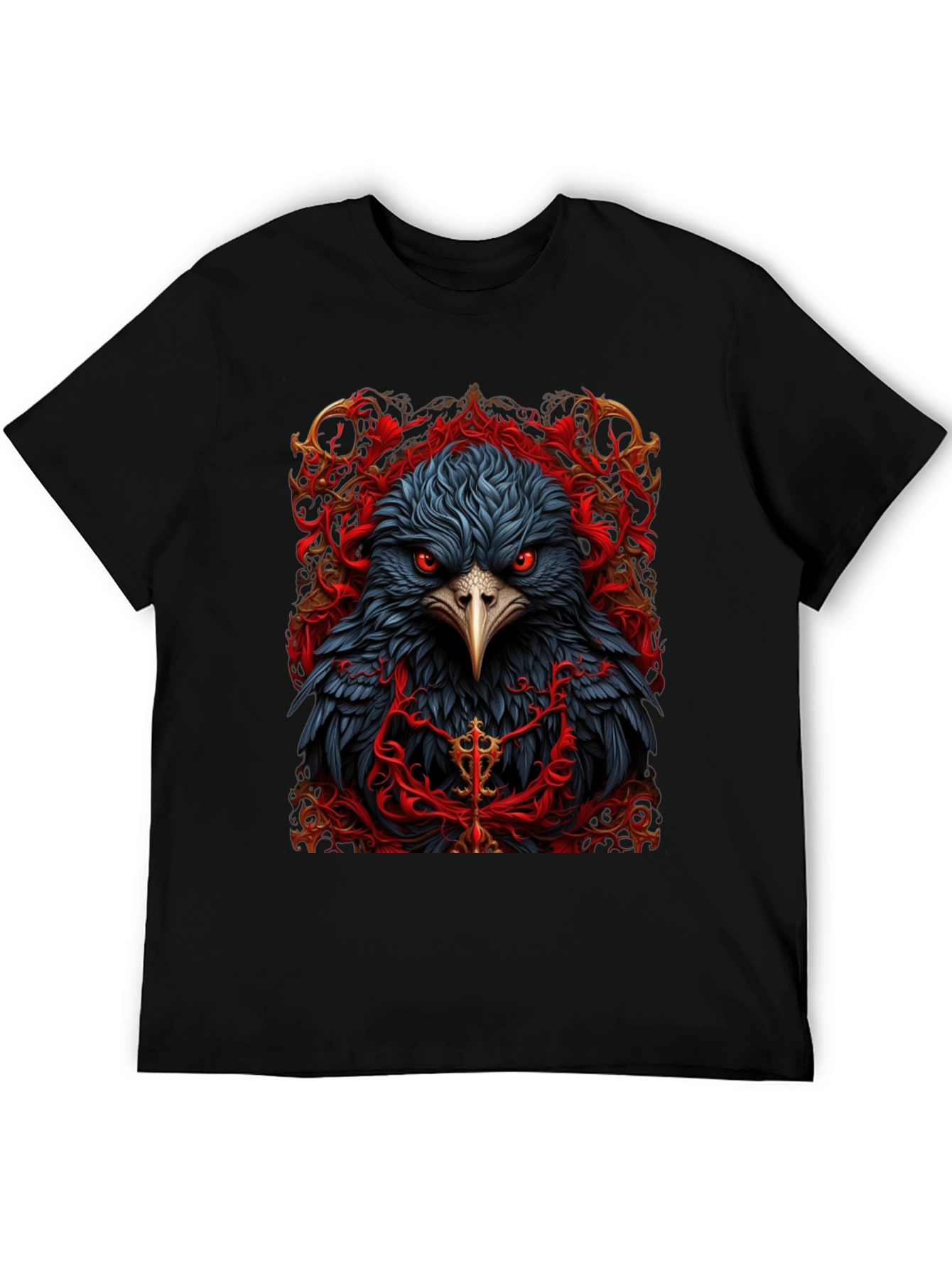 Black Raven Graphic Tee - Dark Bird Art T-Shirt view 5