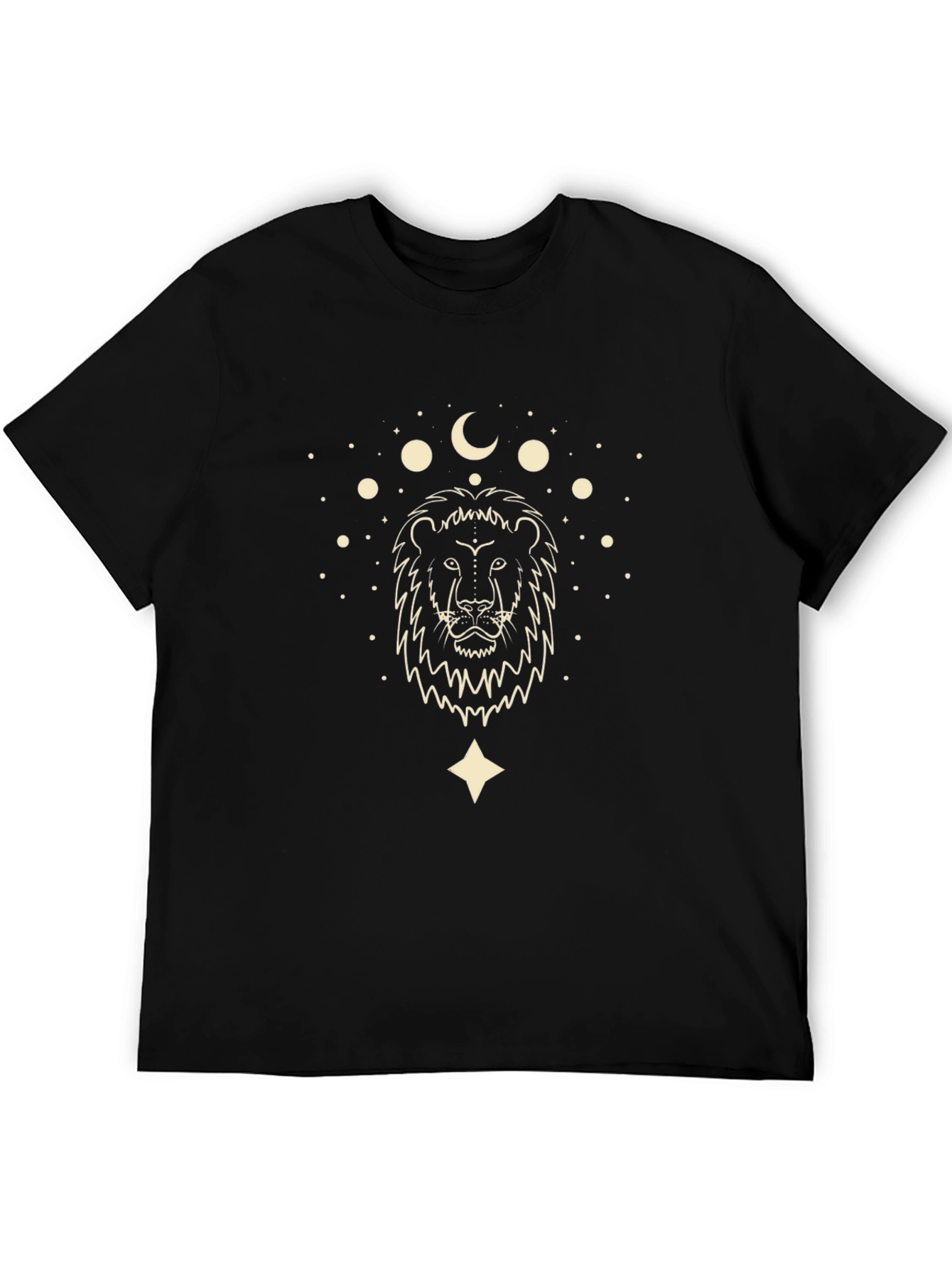 Black Lion & Moon Graphic Tee - Black view 5