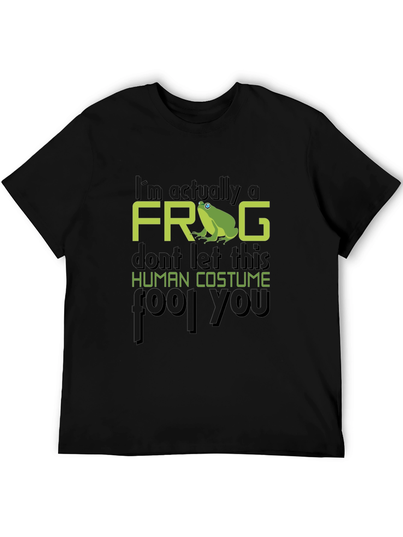 Black I'm Actually A Frog T-Shirt Funny Costume Tee view 5