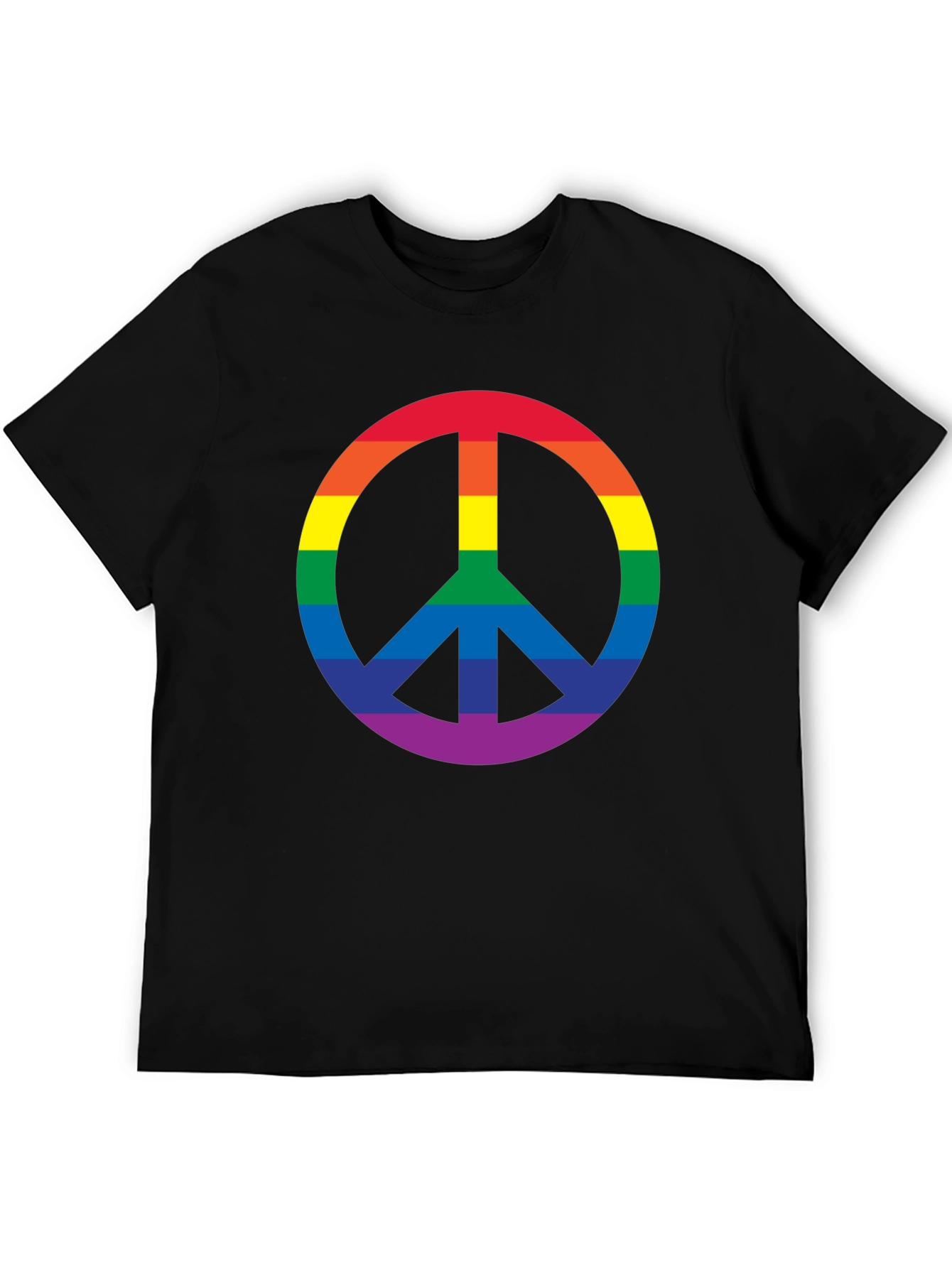 Black Rainbow Peace Sign Black T-Shirt view 5