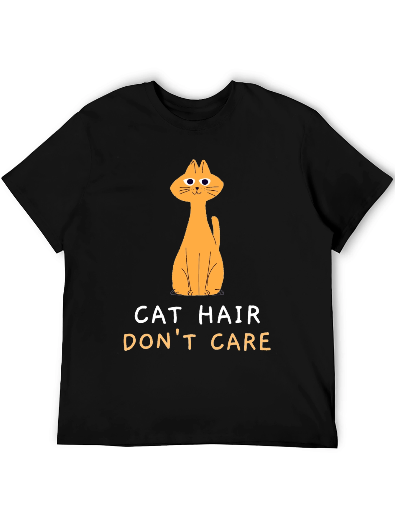 Black Cat Hair Don't Care Black T-Shirt view 5