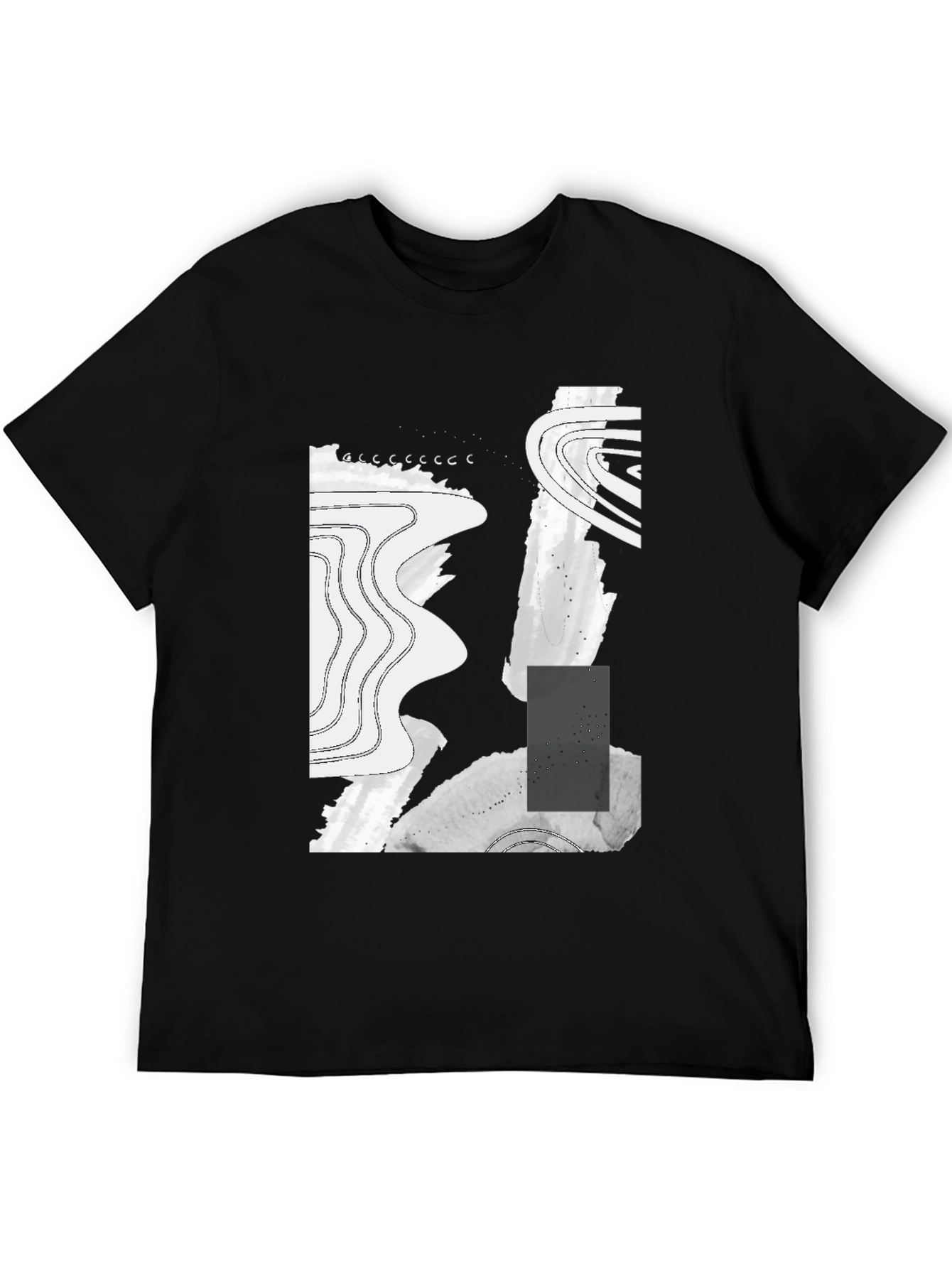 Abstract Graphic Print Black T-Shirt - 5