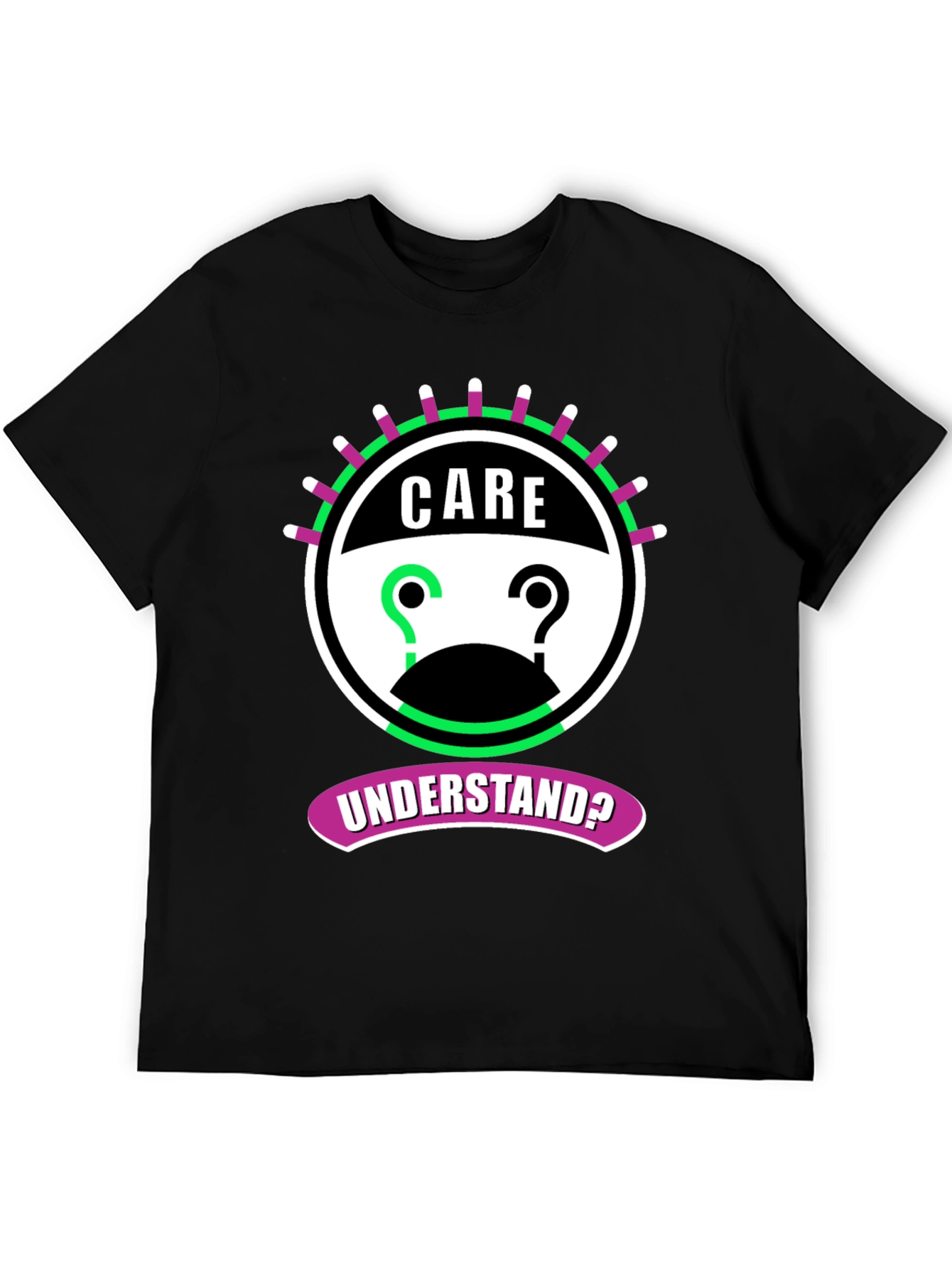 Black Care Understand? Graphic Tee - Black Cotton T-Shirt view 5