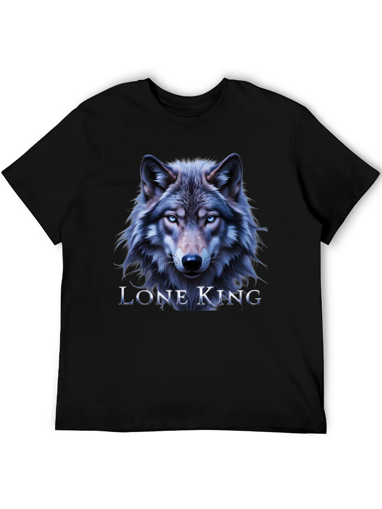 Black Lone King Wolf Graphic T-Shirt - Black view 5