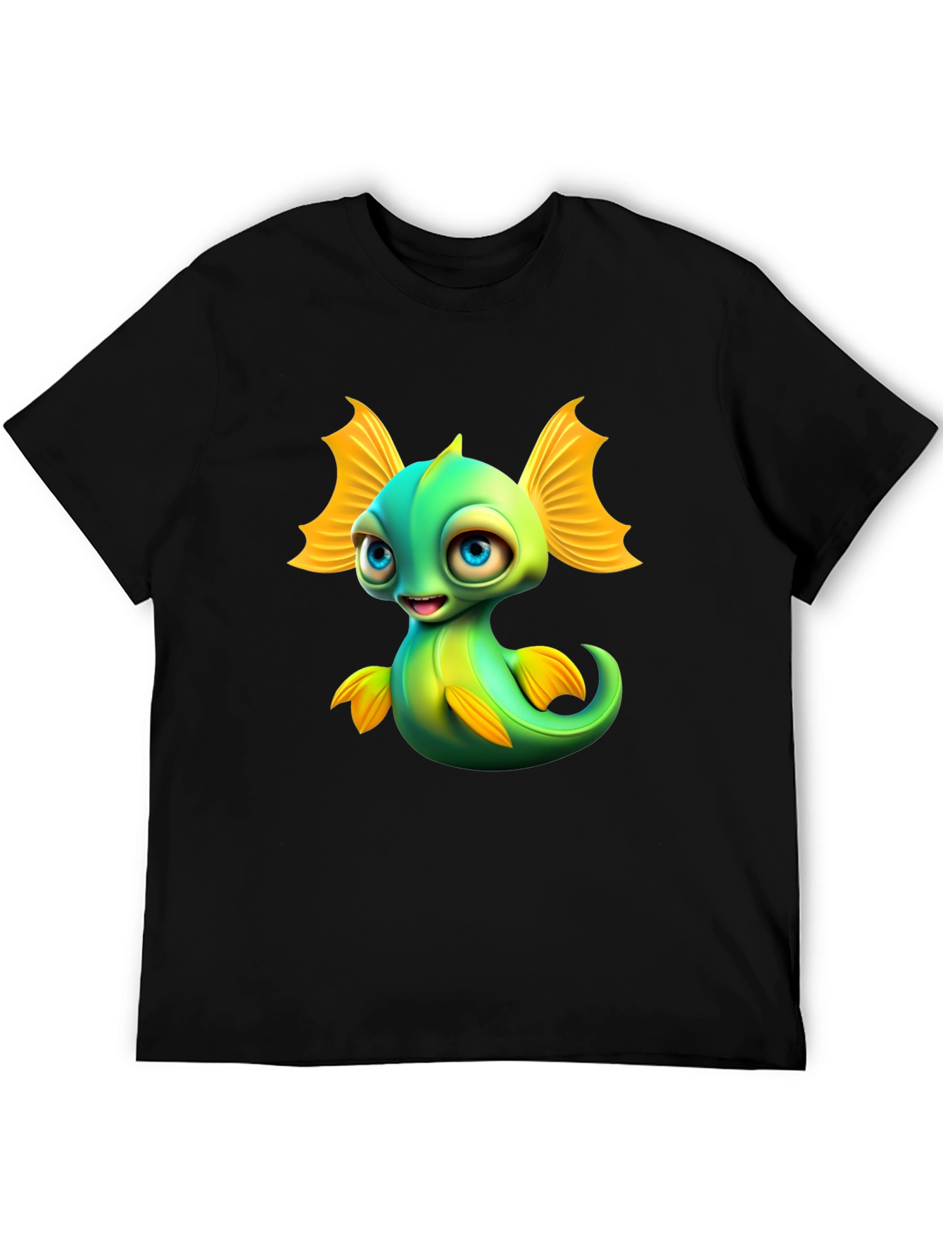Black Cute Cartoon Fish Graphic T-Shirt - Fun & Unique Design view 5