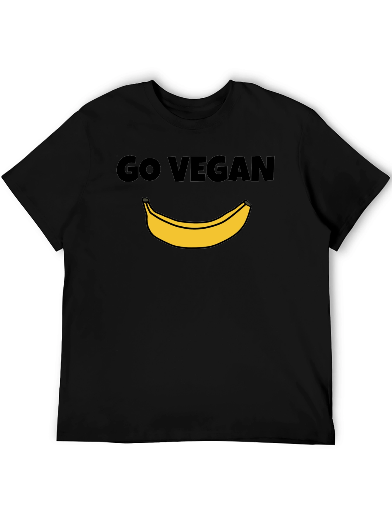 Black Go Vegan Banana Graphic Tee - Unisex Black T-Shirt view 5